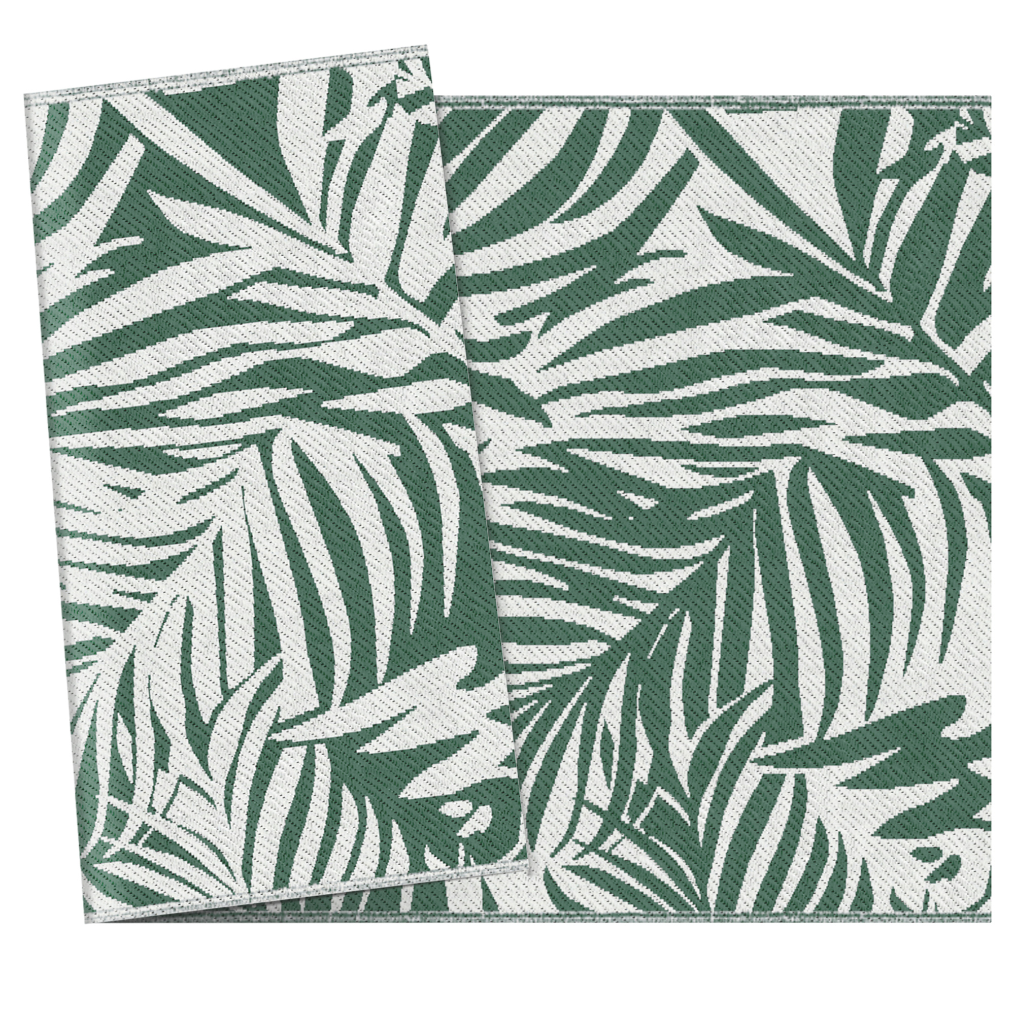 Outdoor Teppich, wendbar, wetterfest, Outdoorteppich Carpet mit Blätter-Muster, 152 x 243 cm Dunkelgrün