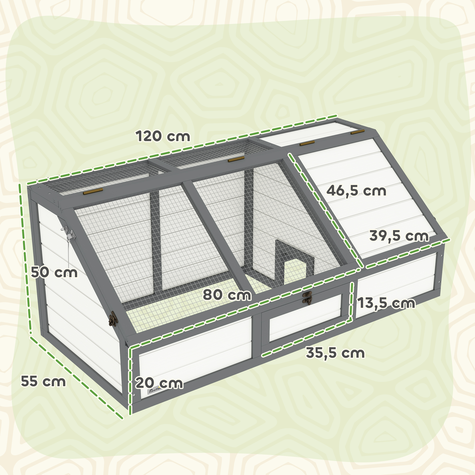 Schildkrötenbox, Outdoor Schildkrötengehege, bodenloses Design, leicht zu öffnen, Schildkrötenhaus, Weiß