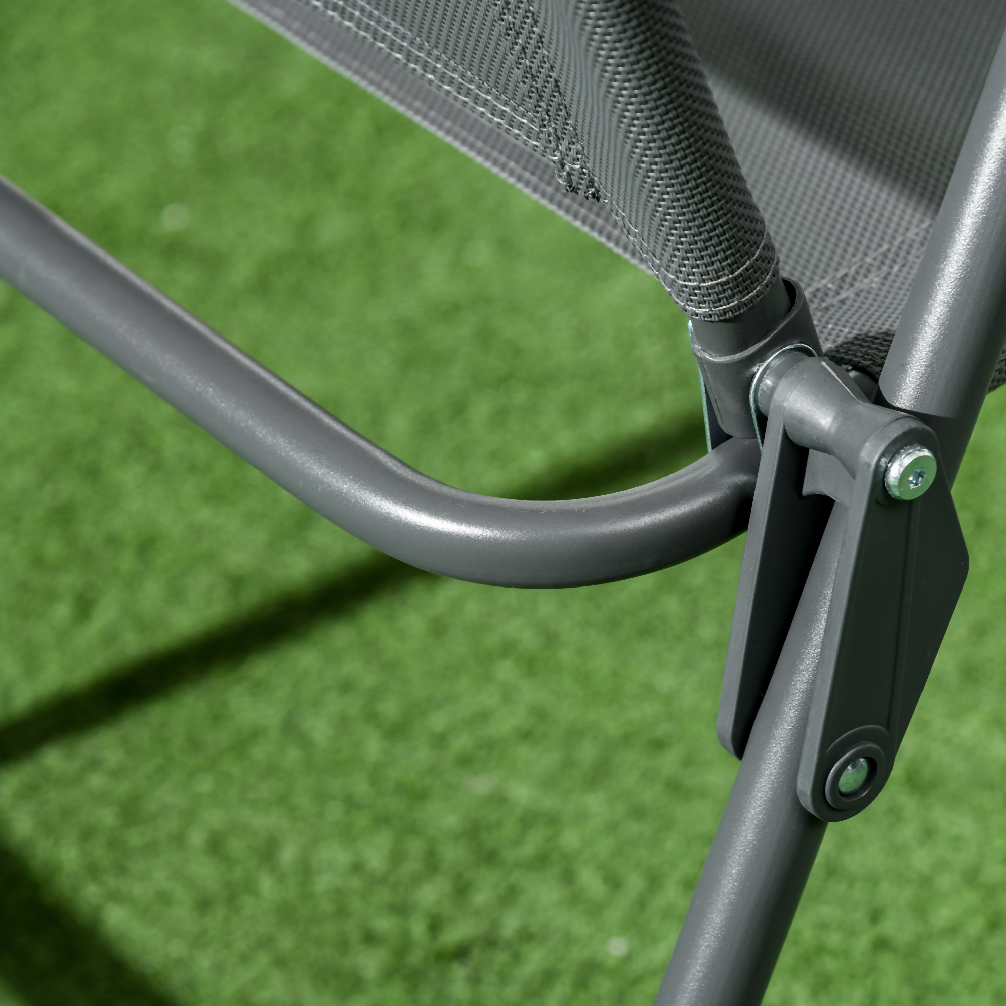 Bistro-Set 3-teilig aus Metall Wetterfest Gartenmöbel Set mit klappbar Glastisch Gartenstühlen Dunkelgrau