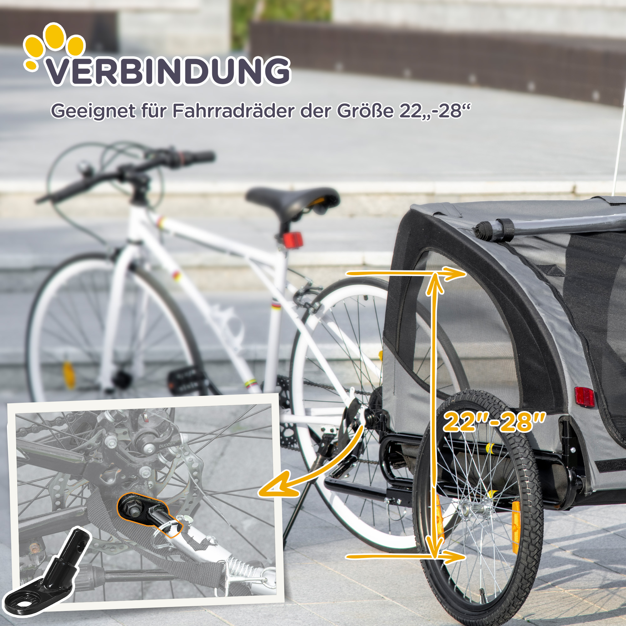 Hundeanhänger Fahrradanhänger bis 20kg Netzfenster, aufrollbare Abdeckung, Universalkupplung Schwarz, 140 x 71 x 83 cm