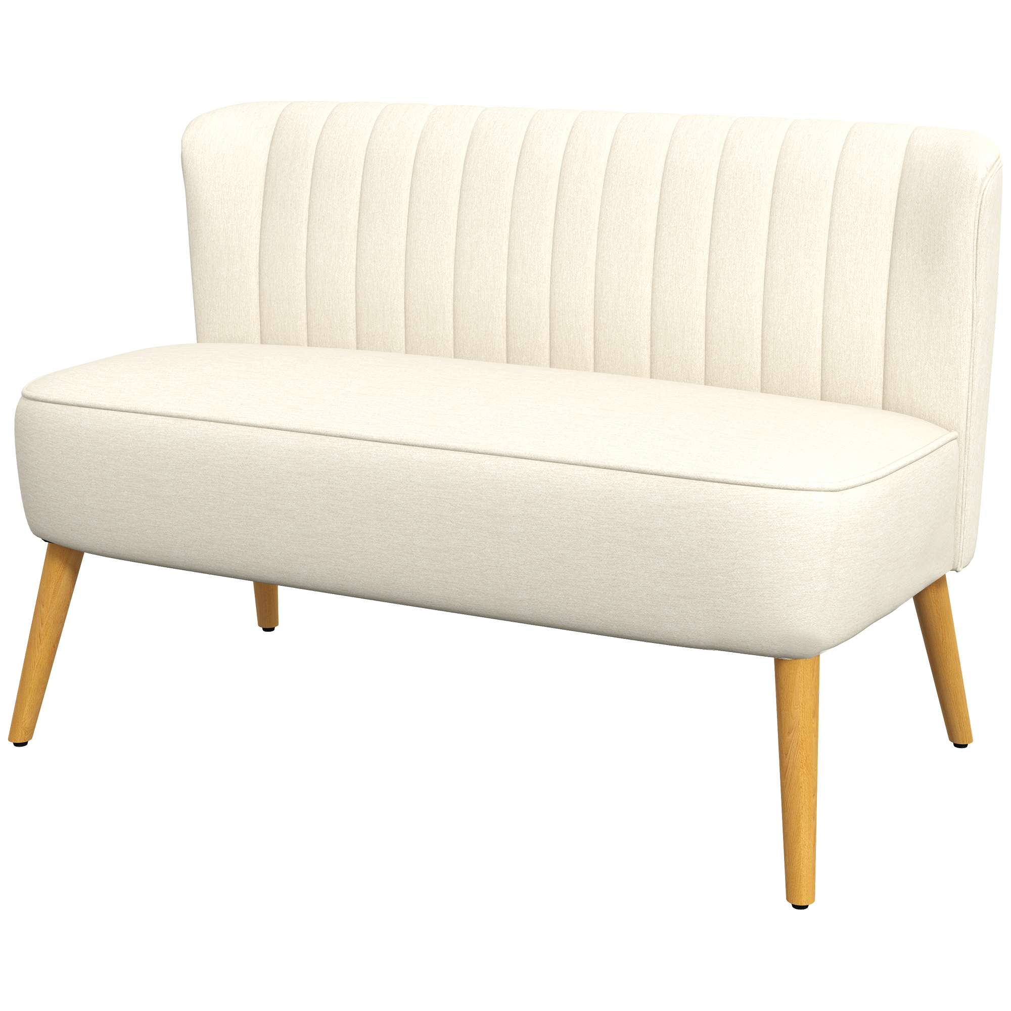 2-Sitzer Sofa, weiche Polsterung, pflegeleichter Bezug, bis 150 kg, 117 x 56,5 x 77 cm, Cremeweiß