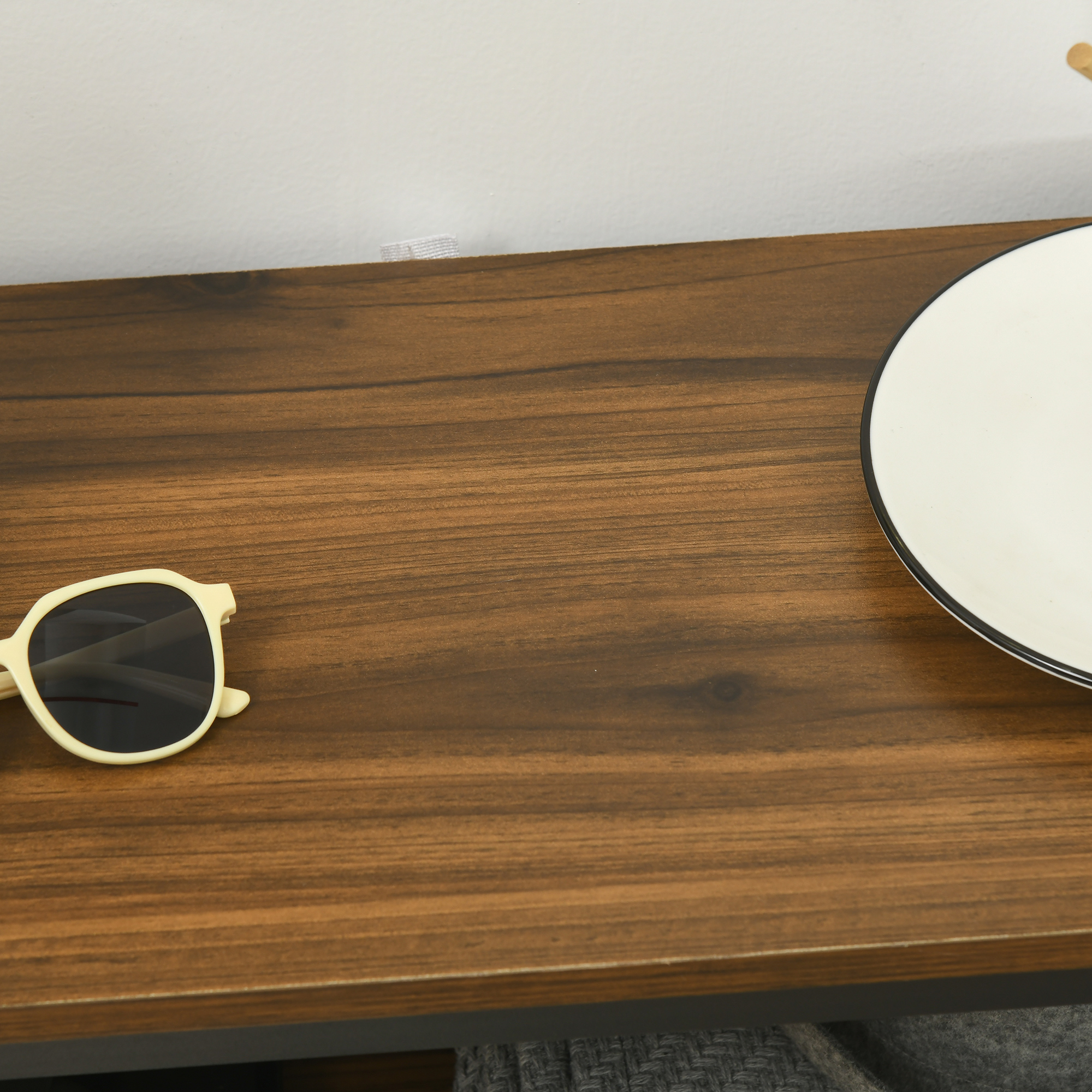 Sideboard Konsolentisch Flurregal, Industriedesign, 100 cm x 29,5 cm x 90 cm, Braun + Schwarz