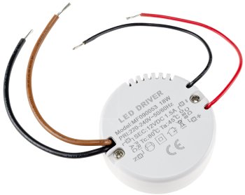 LED-Trafo "CT-18E", 0,5-18W, rund, Ein 220-240V, Aus 12V= Konstantspannung