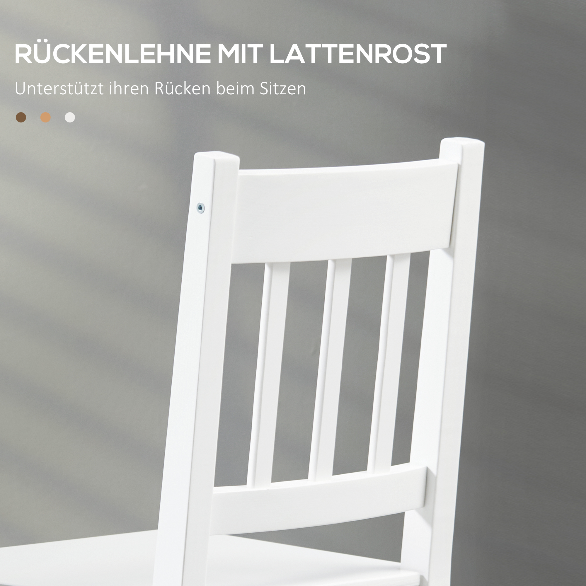 4er-Set Esszimmerstühle Küchenstühle Stühle, Massivholz, 41 cm x 46,5 cm x 85,5 cm, Weiß