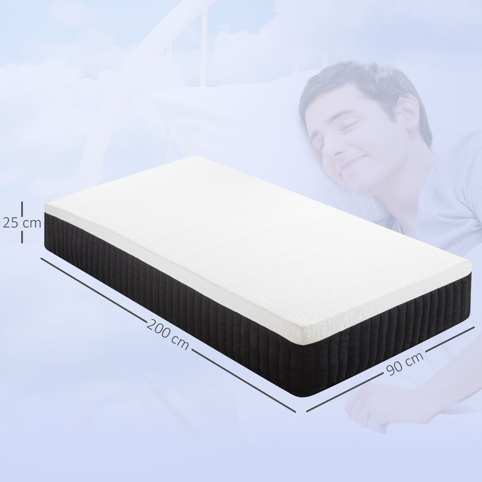 Ergonomische Matratze, Gedächtnis-Schaumstoff, 7-Zonen-Unterstützung, Taschenfedern