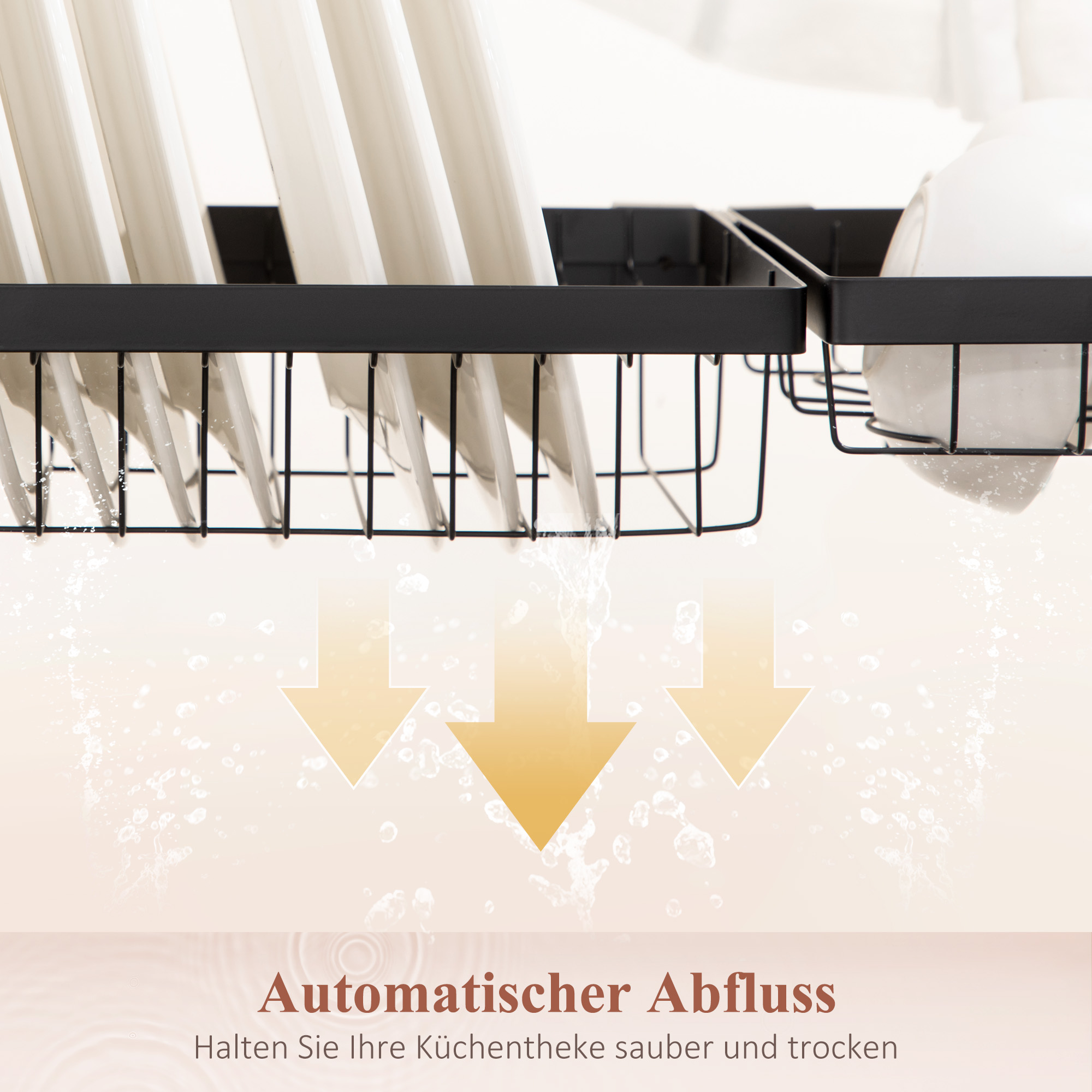 Geschirrkorb, Modularer Geschirrhalter aus Metall, bis zu 23 kg belastbar, Schwarz