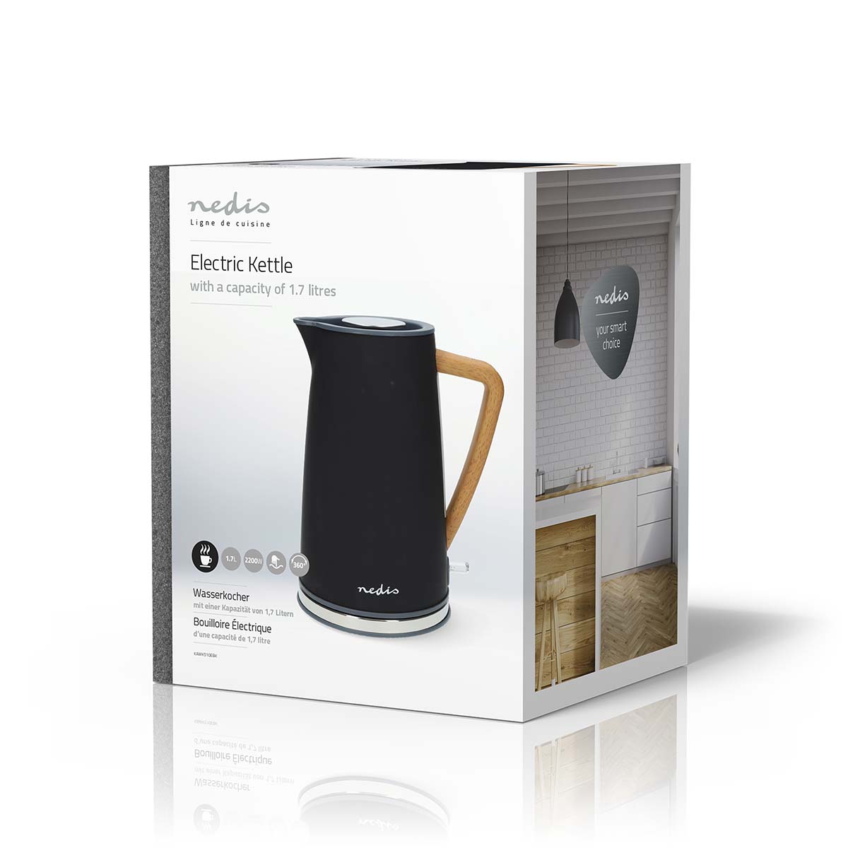 Wasserkocher | 1.7 l | Soft-Touch | schwarz | Um 360 Grad drehbar | Verdecktes Heizelement | Strix Controller | Boil-dry protection