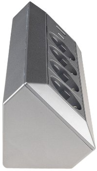 4-fach Steckdosenblock, USB-A+C, silber, 250V~/ 16A, Aufbaumontage, USB 3,1A, PD
