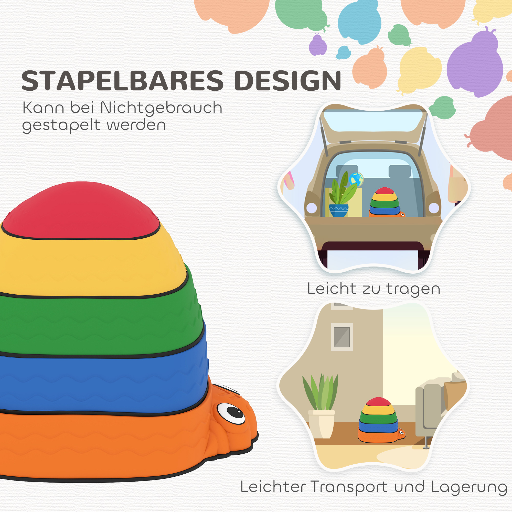 Balanciersteine für Kinder 5 Stück Rutschfest stapelbar 2-8 Jahren für Drinnen Draußen