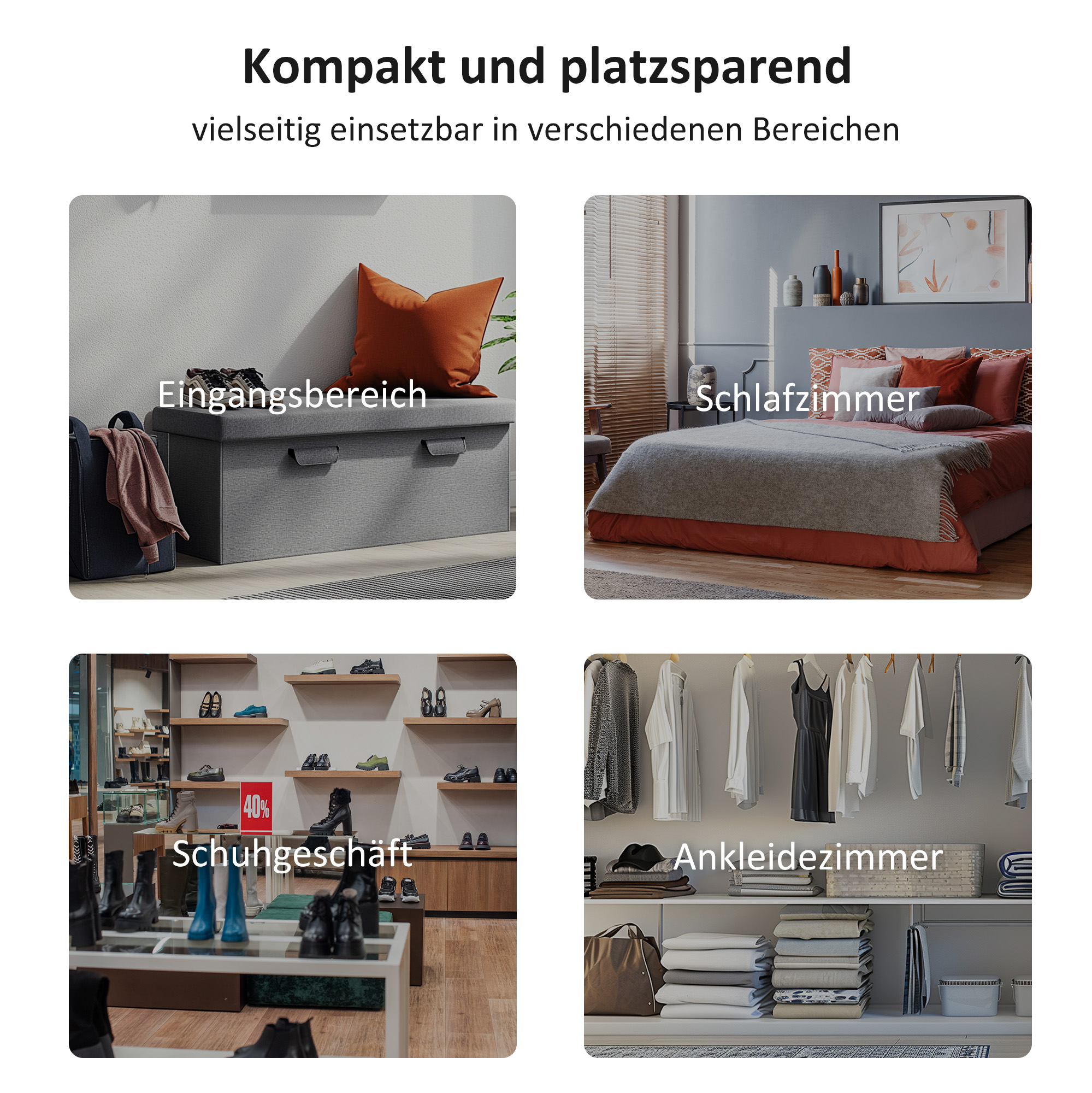 Bettbank, Polsterbank, Sitzbank, Flurbank für Schlafzimmer, bis 130 kg Belastbar, Segelstoff, Grau, 102 x 36 x 51 cm