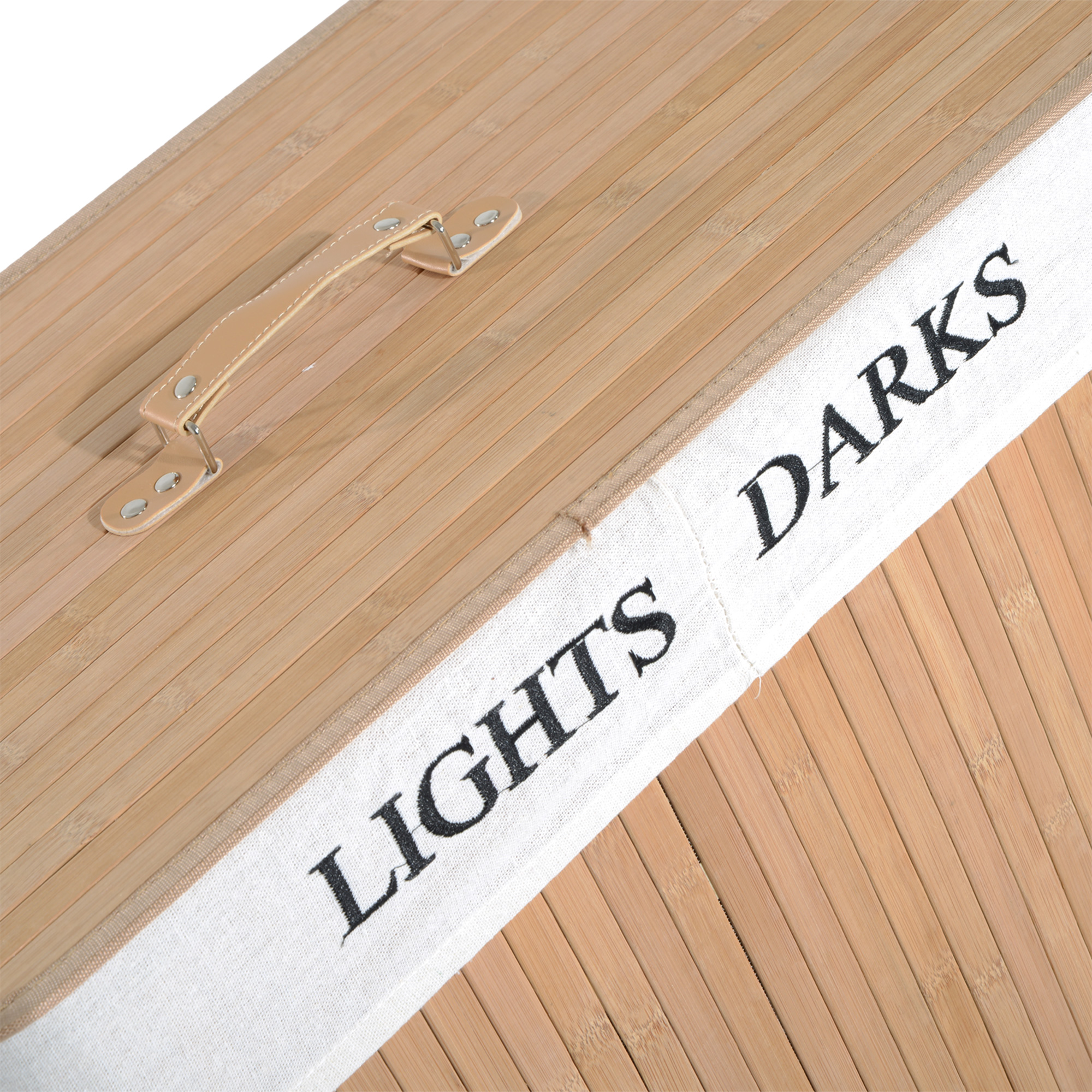 Bambus Wäschekorb mit Deckel 100 L Wäschesammler mit PU-Griffen, Wäschesack aus Segeltuch, Laundry Baskets Wäschesortierer für Waschküche Schlafzimmer Badezimmer Natur