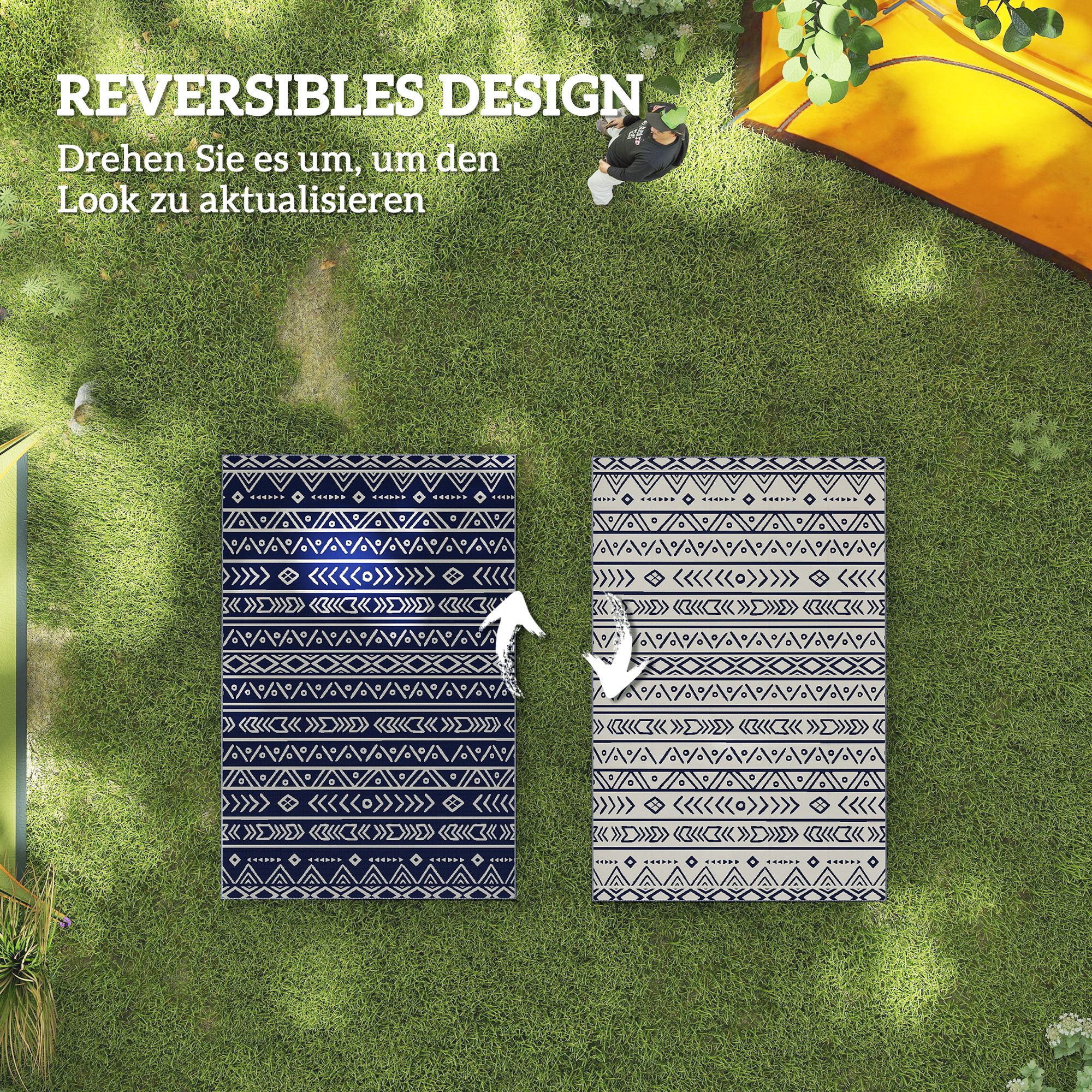 Outdoor Teppich robuster Wetterfest Outdoorteppich, Carpet mit Boho-Style, Outdoor-Teppich für Wohnzimmer Balkon