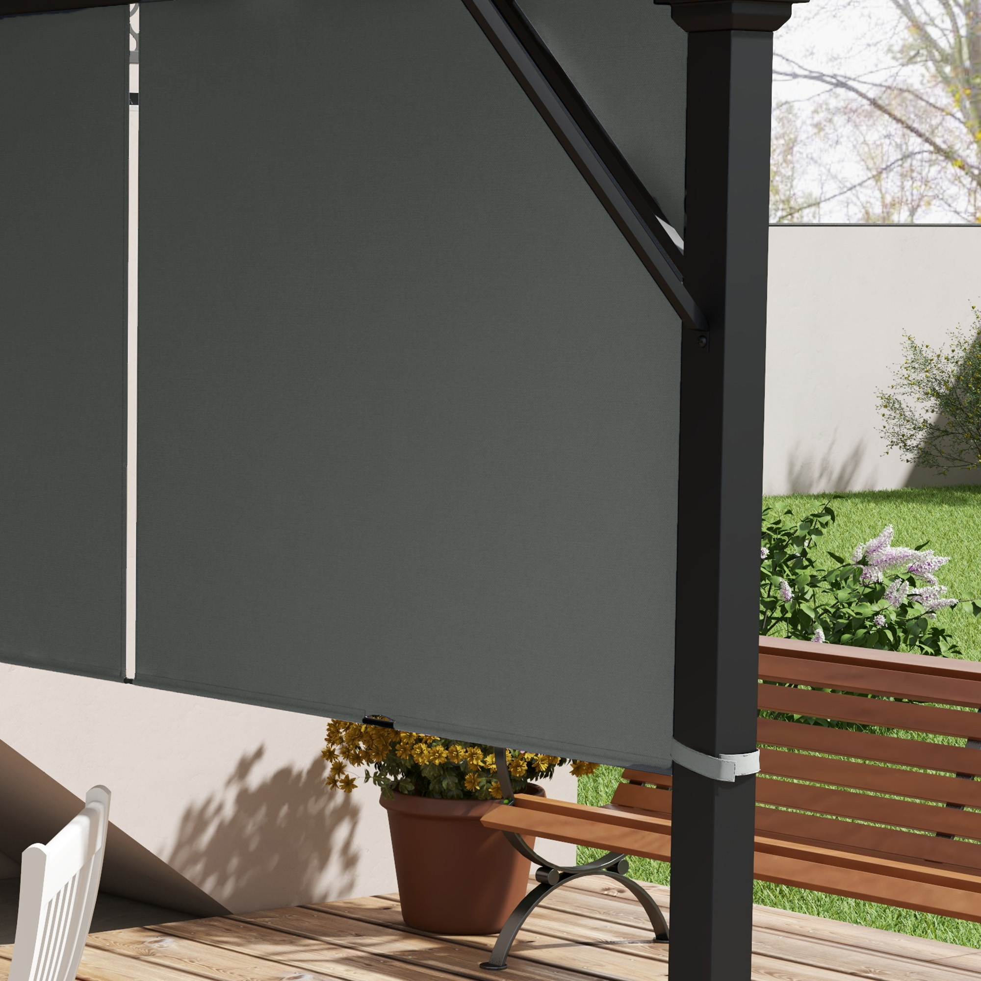 Ersatzdach für Pergola mit UV-Schutz, Sonnensegel für Terrassenüberdachung für 3 x 3 m Pavillon, Dunkelgrau