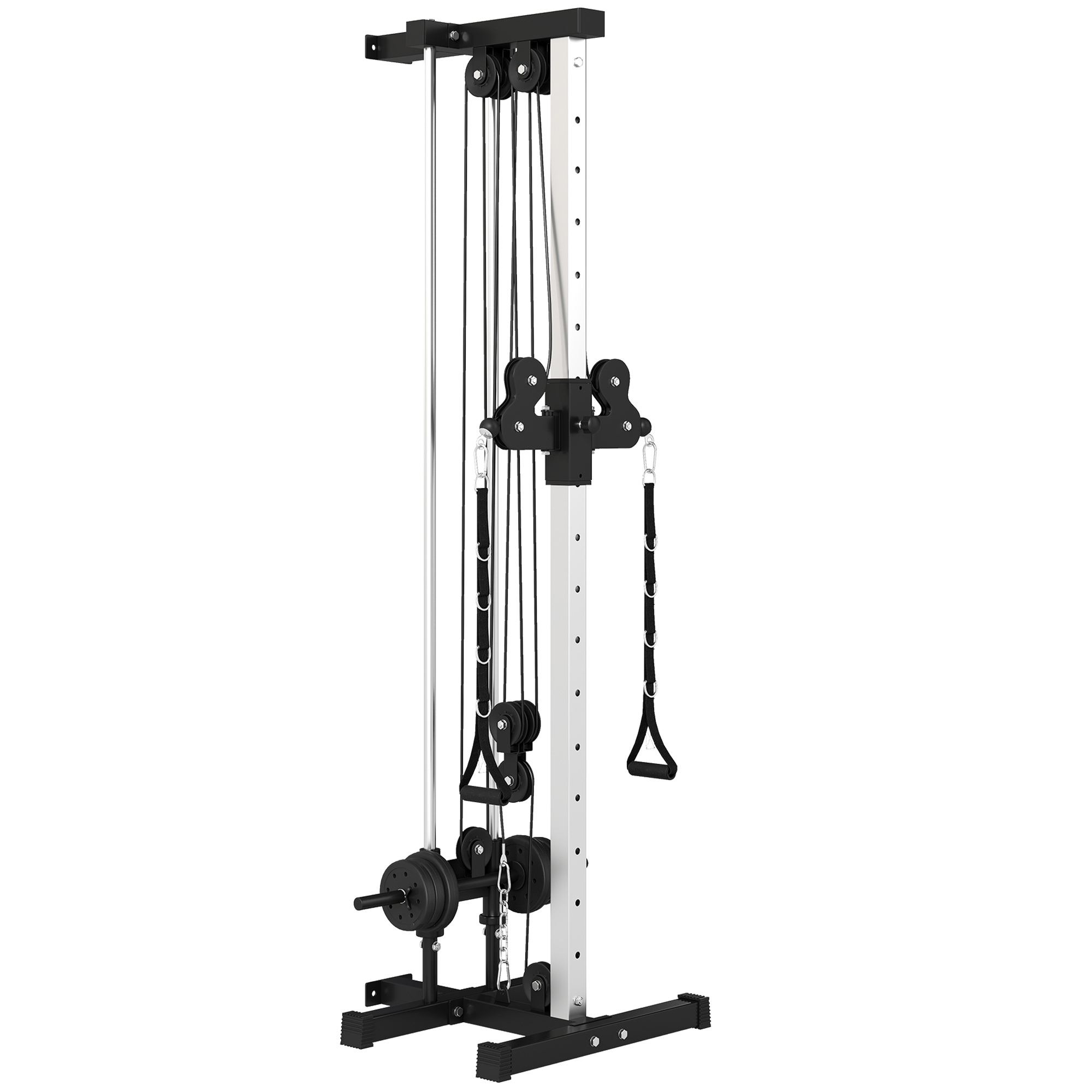 Kraftstation höhenverstellbar 25-165 cm mit Dual-Pulley-Systemen Adaptern 62 x 60 x 200 cm Schwarz