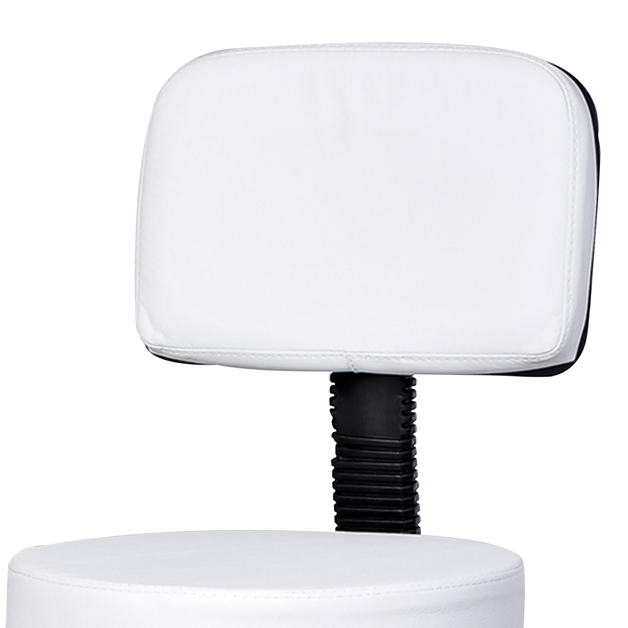 Rollhocker höhenverstellbar mit Rückenlehne Drehhocker 72-84 cm Arbeitshocker 360° drehbar Bürohocker für Büro Salon Massage Spa Weiß