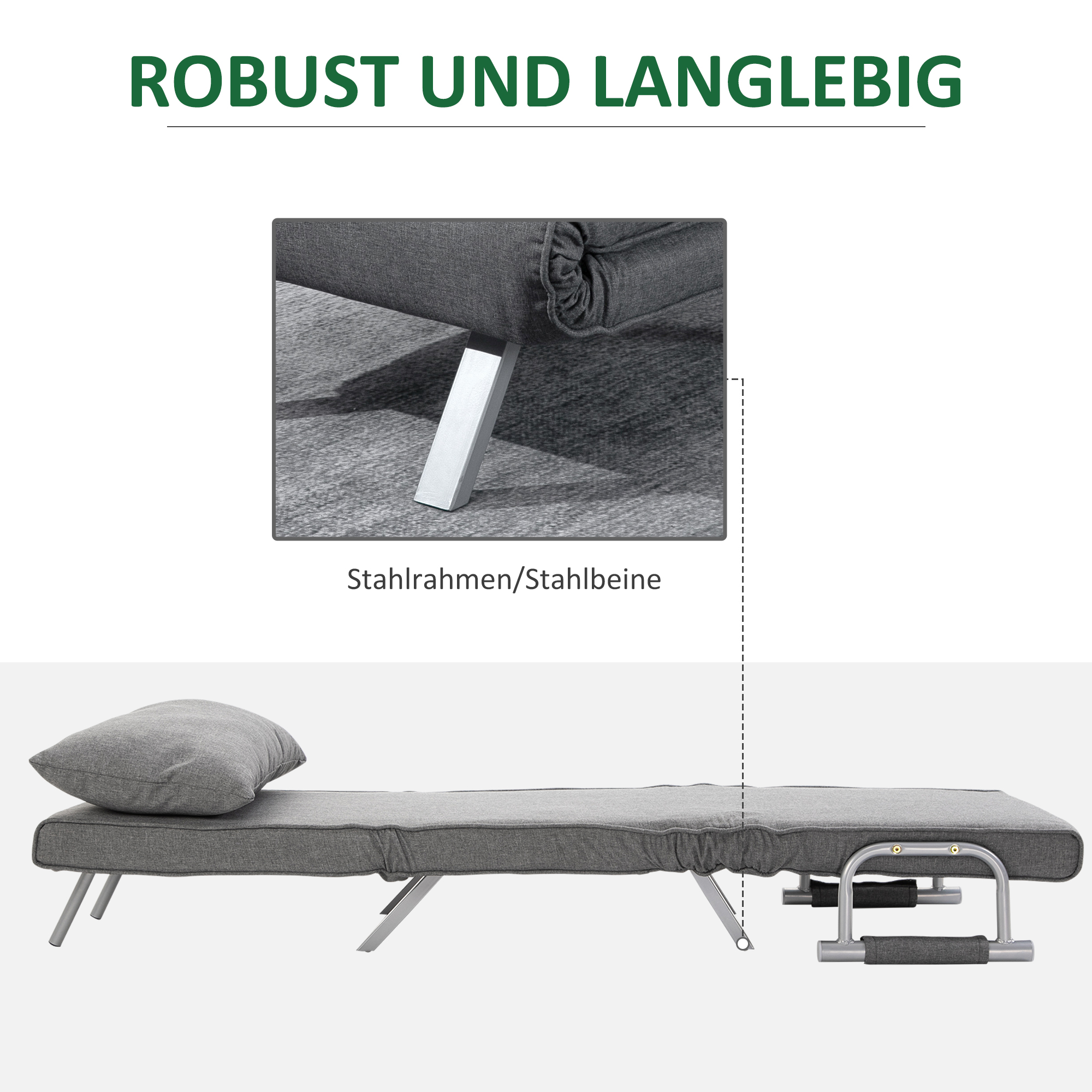 Relaxsessel Liegesessel Sessel, Liegefunktion, Gästebett, 65 cm x 69 cm x 80 cm, Grau