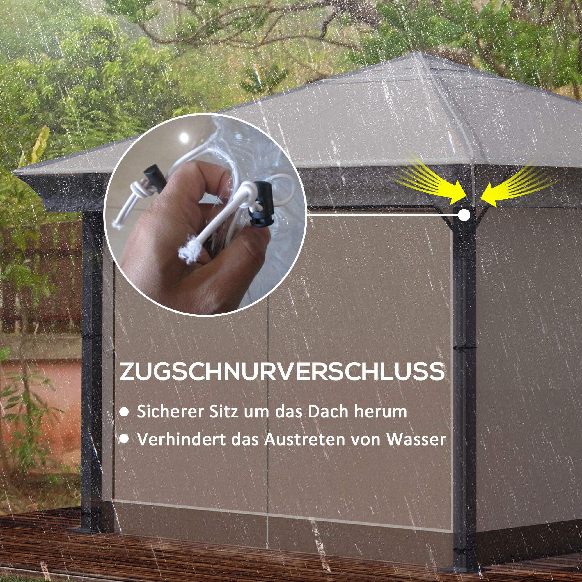 Pavillon-Regenabdeckung, Gartenpavillon-Schutz, windfest, wasserfest, Kunststoff-Plane, 300L x 300B x 80H cm