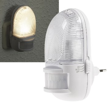 LED Nachtlicht mit Bewegungsmelder, 230V, 3 weiße LEDs, On/Off/Auto LED Nachtlicht mit Bewegungsmelder, 230V, 3 weiße LEDs, On/Off/Auto
