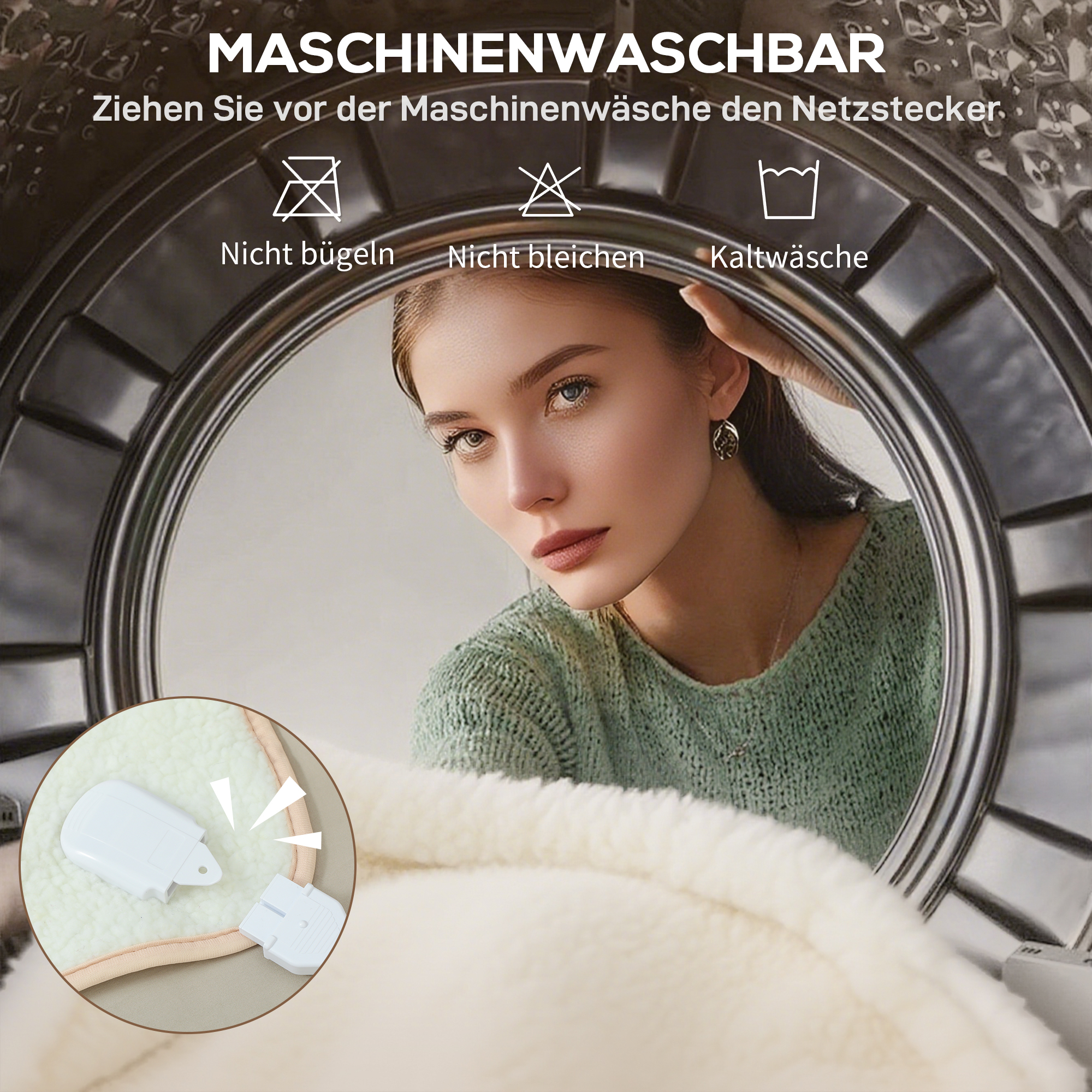 Heizdecke mit Dualzonensteuerung 160 x 140 cm maschinenwaschbar mit 5 Heizstufen, 10 Stunden Timer, Überhitzungsschutz