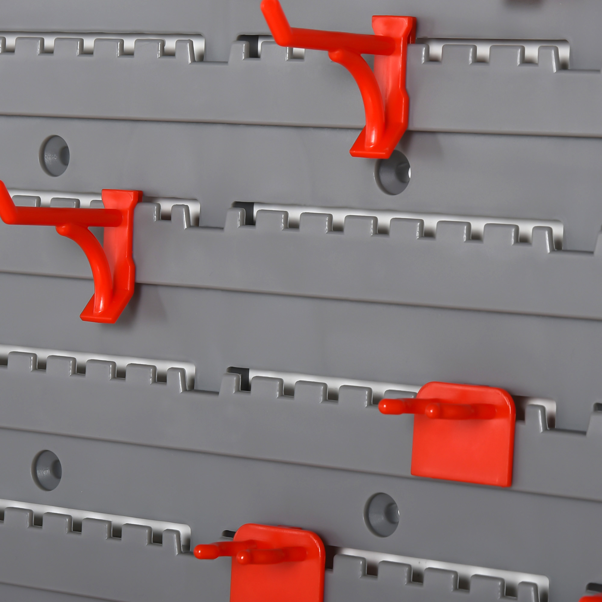 Werkzeuglochwand Wandregal 54 tlg Werkzeughalter Werkzeugwand für Werkstatt Sichtlagerkästen Hakenset PP Grau+Rot 95,5 x 23 x 53,5 cm