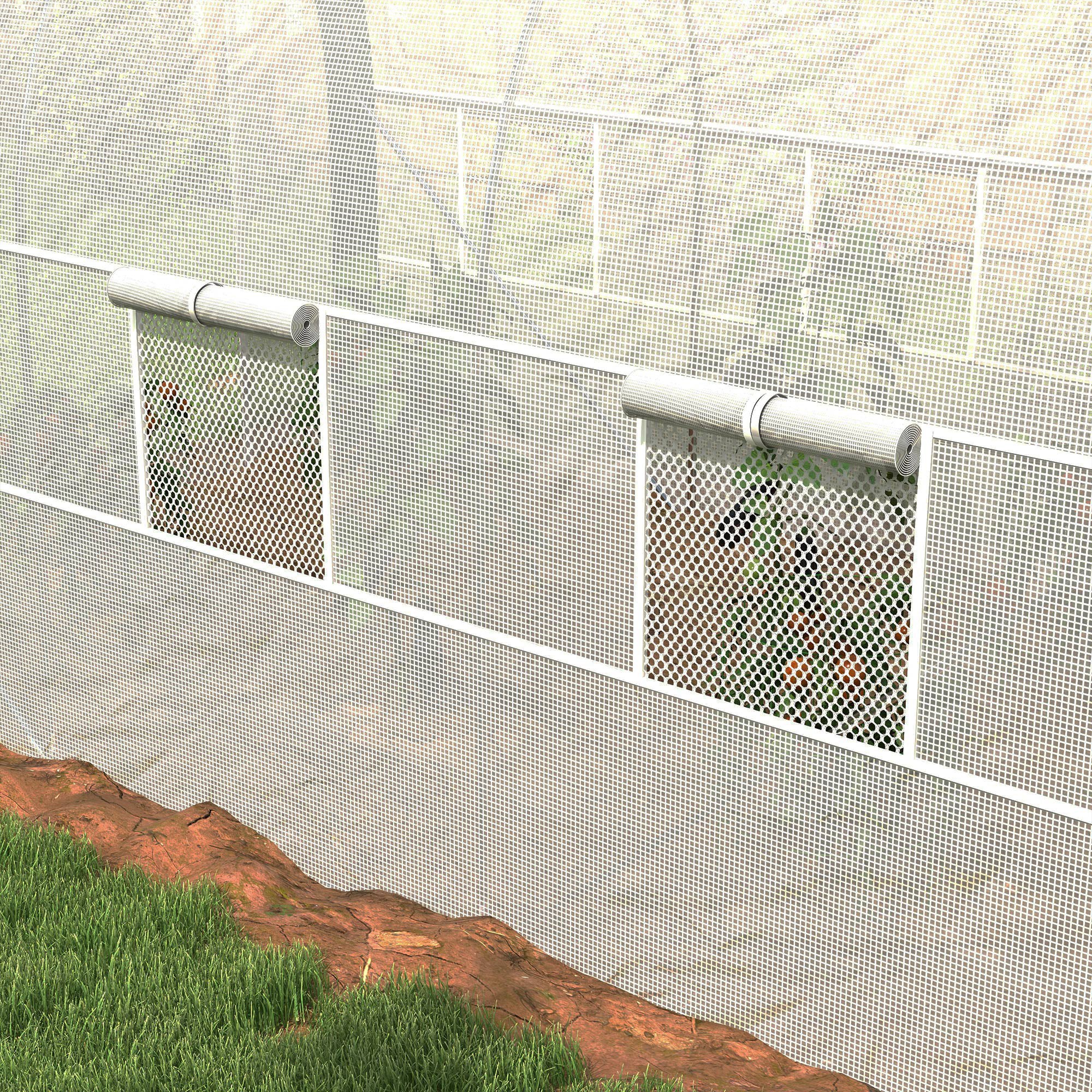 Tunnel-Gewächshaus, Treibhaus, Reißverschlusstüren, Netzfenster, Metallrahmen, 3,5 x 2 x 2m, Weiß