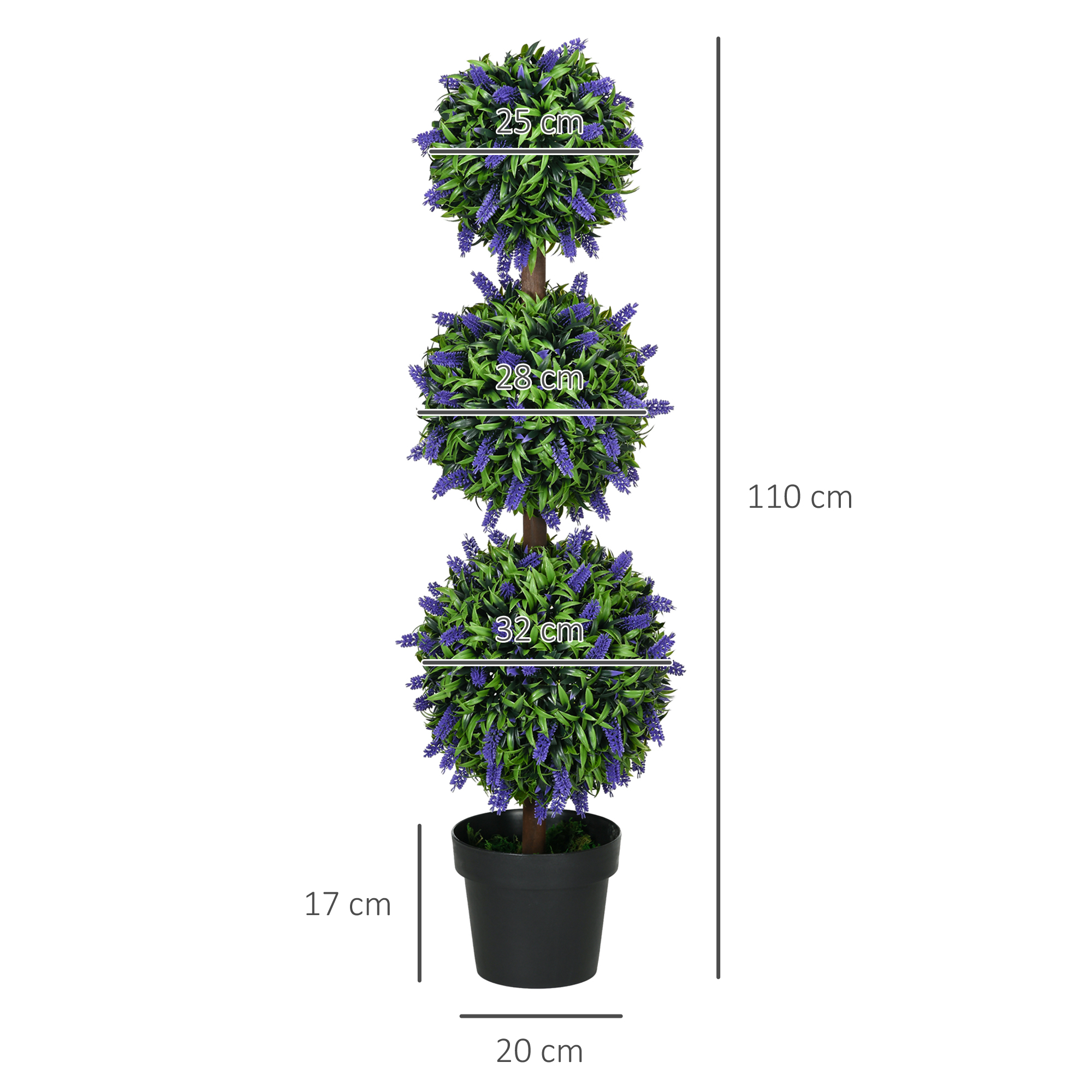 2er-Set Künstliche Pflanzen, UV-beständige Kunstpflanze im Blumentopf, 110 cm Zimmerpflanze für Wohnzimmer, Garten