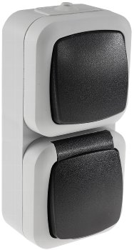 Feuchtraum Kombi-Schalter/Steckdose,IP44, 250V~/ 10/16A, grau, AP vertikal