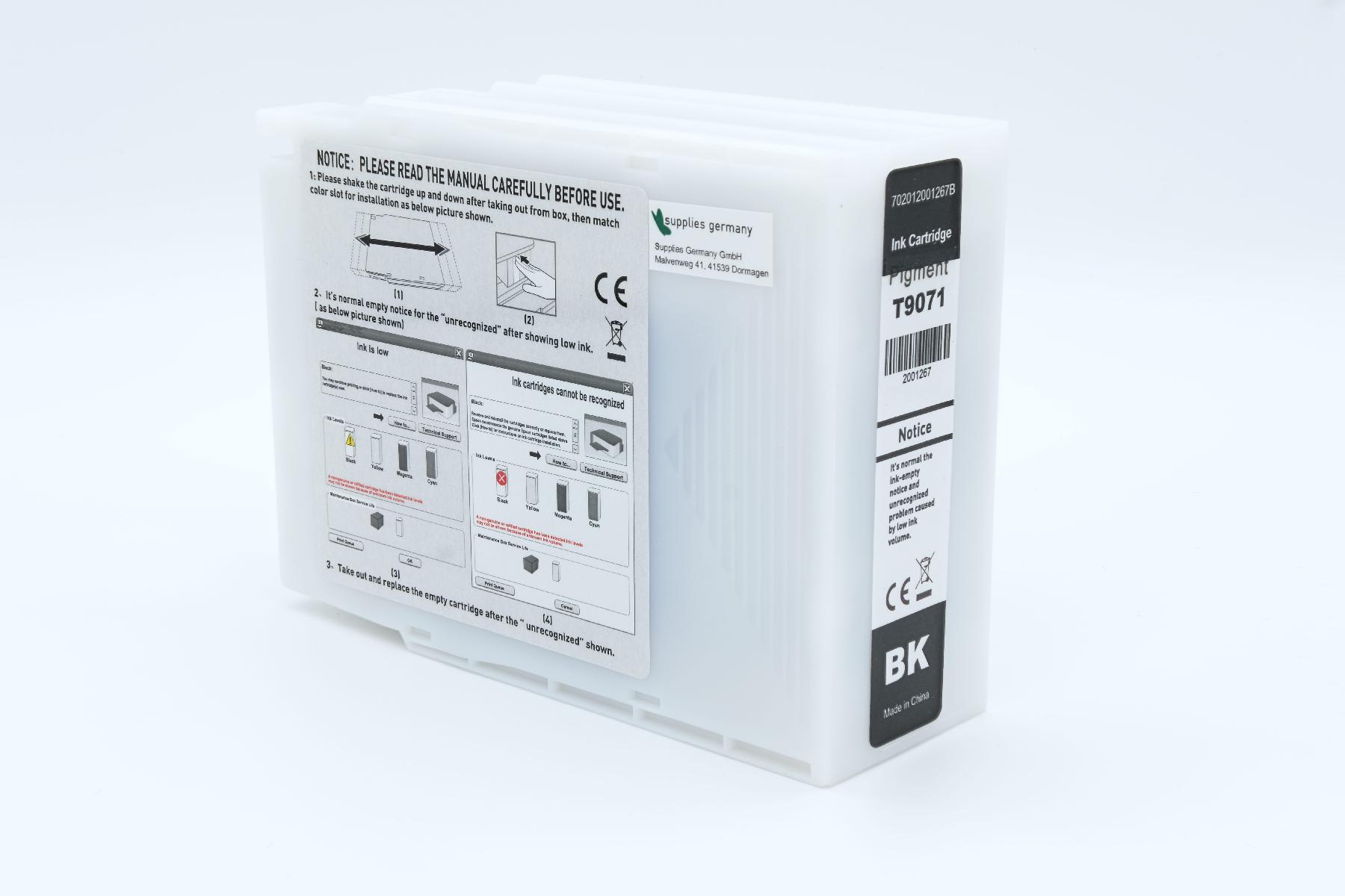 T9071 alternativ Tinte schwarz für Epson / C13T907140 / 270 ml