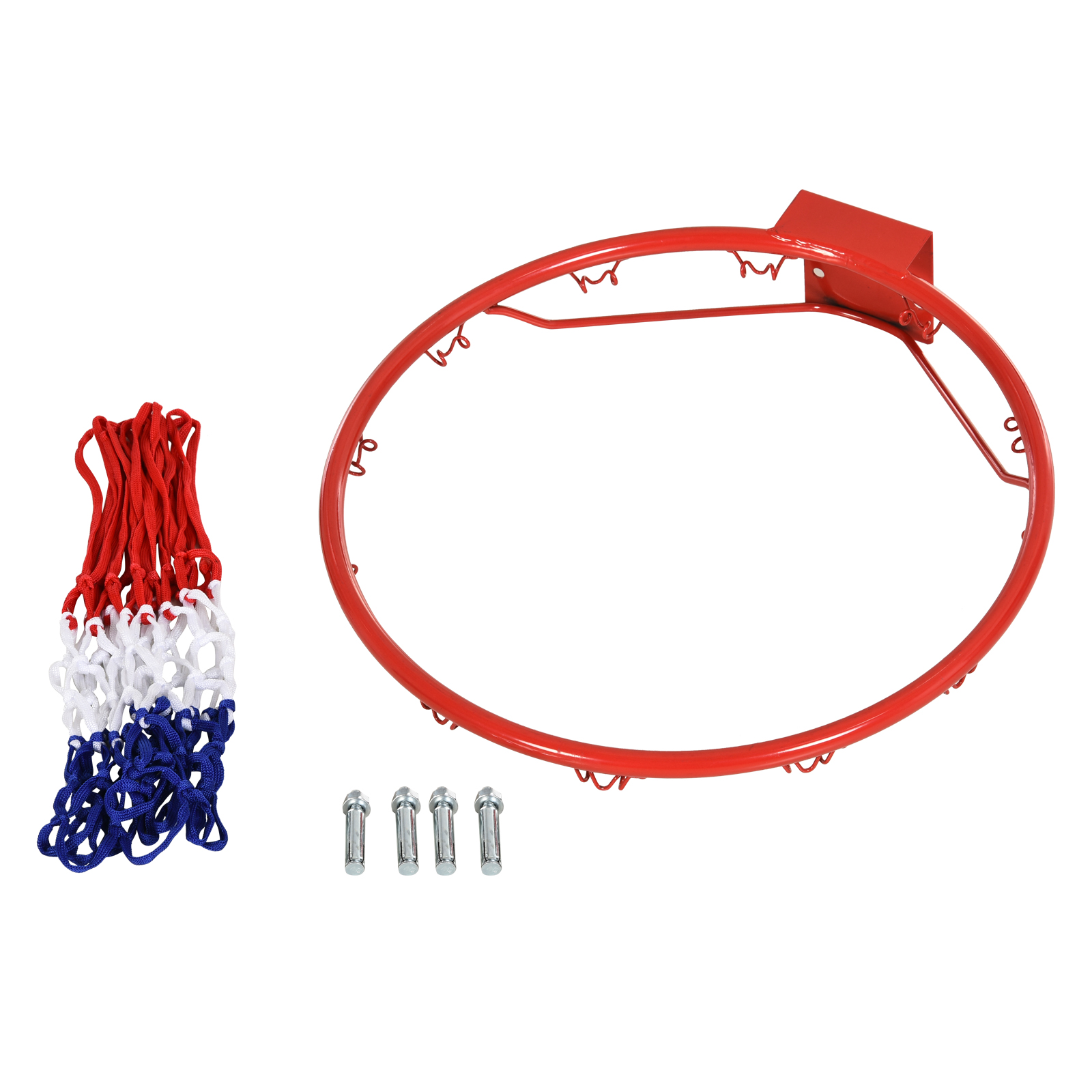 Basketballkorb, Indoor & Outdoor mit Ø46 cm Korb und Netz, Wandmontage, Basketball Board für Jugendliche Erwachsene, Rot + Blau + Weiß