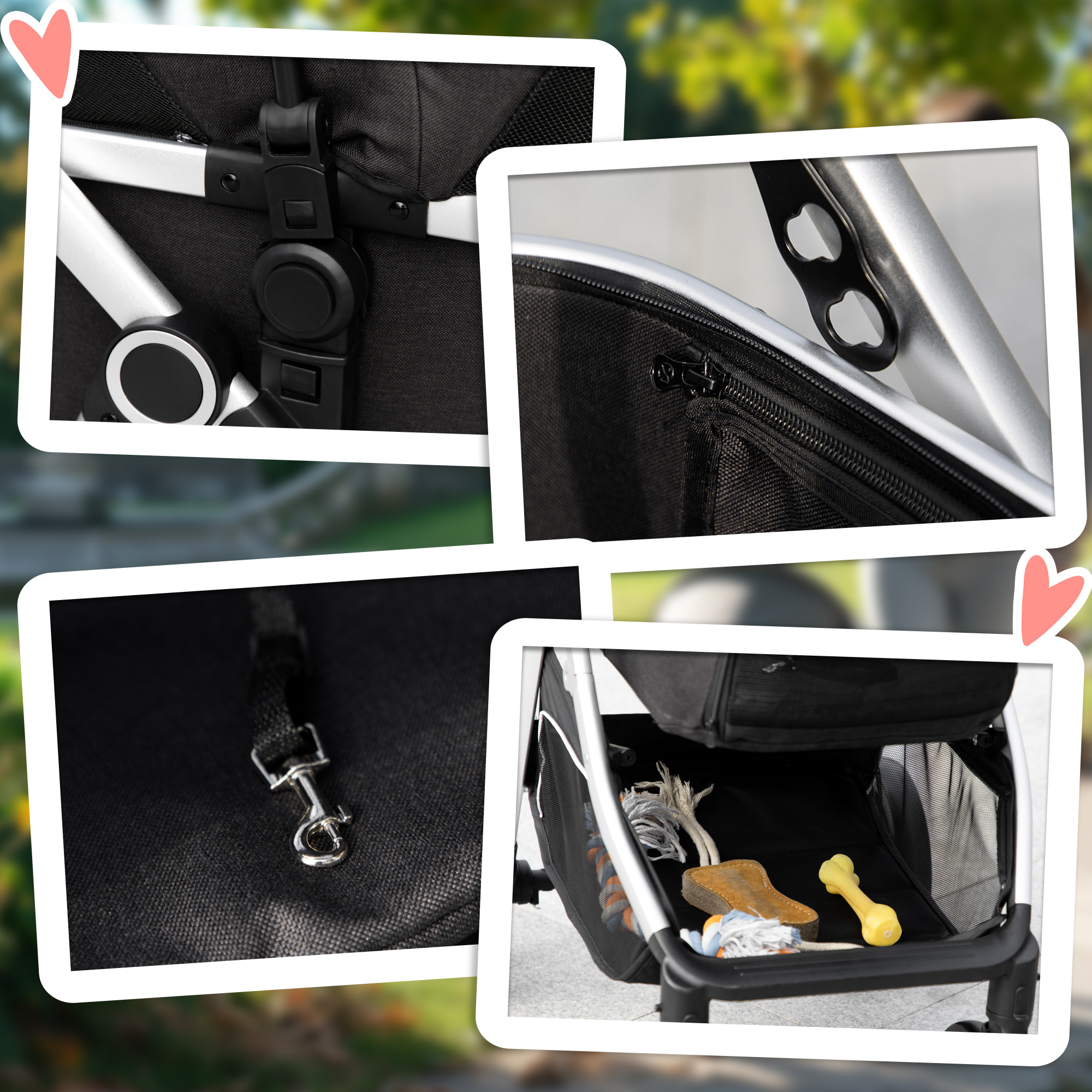 2-IN-1 Hundebuggy Tragtasche bis 10kg Kissen klappbar 1 Aufbewahrungskorb 83 cm x 58 cm x 102 cm Schwarz