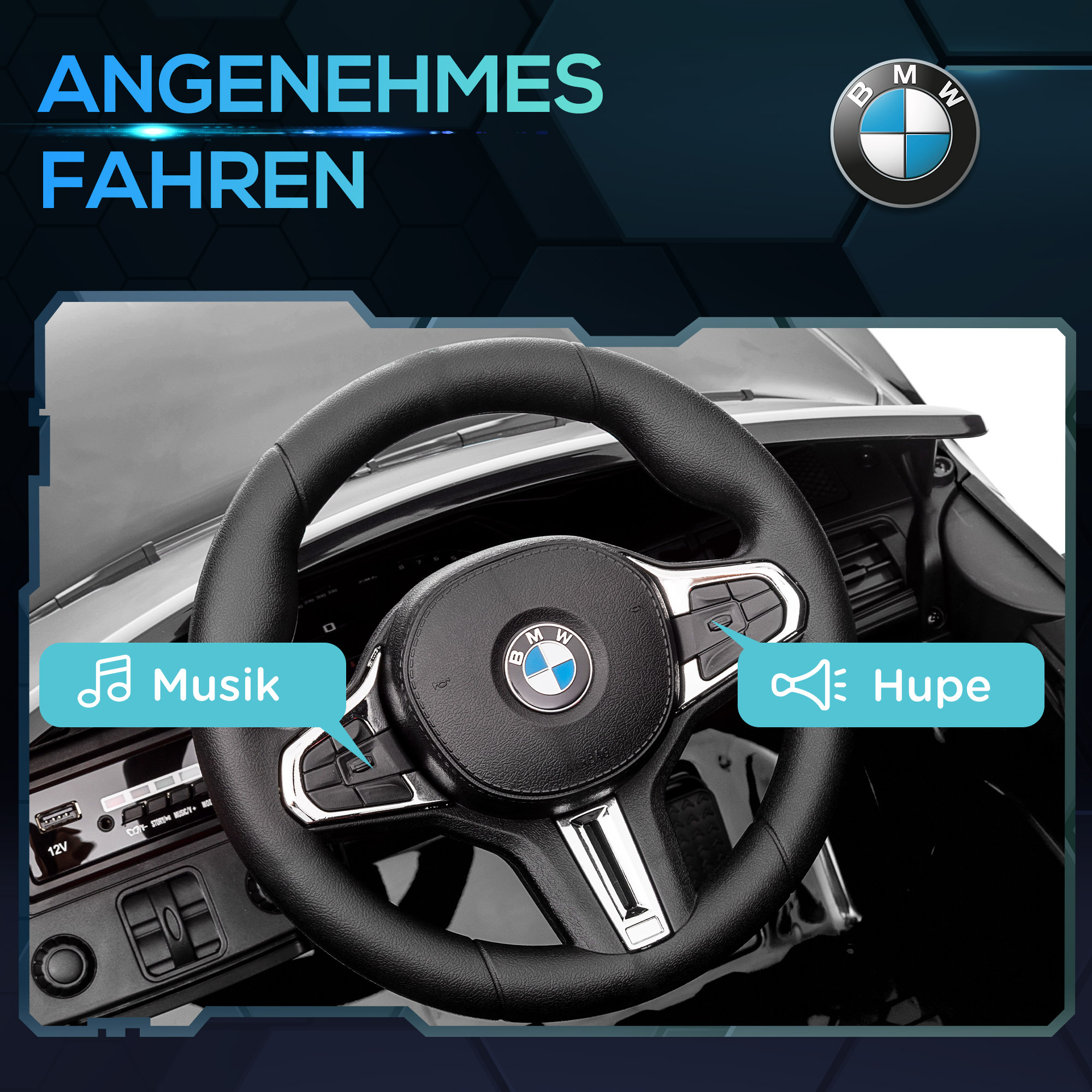 Elektro Kinderauto BMW M4, Sound & Licht, 3-5 km/h, inkl. Fernsteuerung, für 3-5 Jahre, Schwarz