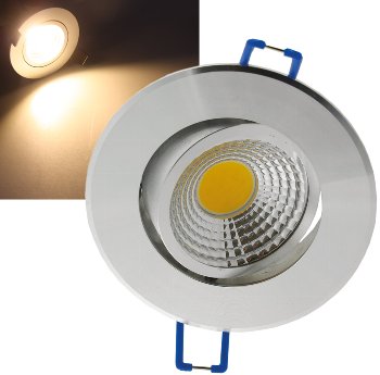LED-Einbauleuchte "COB-5", 5W, 420lm, ALU, 3000K, 75°, Ø85xT47mm, Rahmen chrom