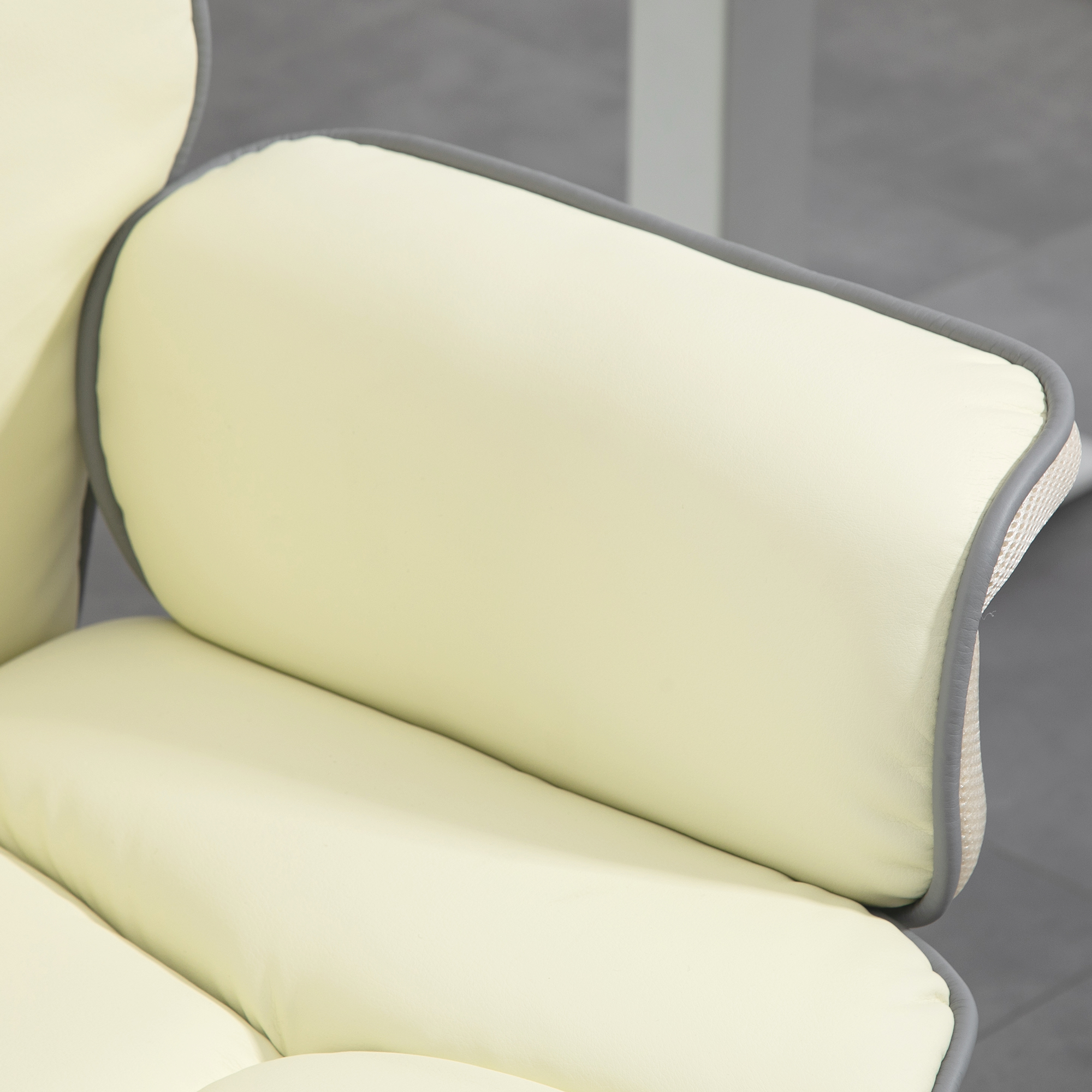 Ergonomischer Bürostuhl, extra gepolstert, Liegefunktion, Kunstleder, 76x80x118-124 cm, Creme