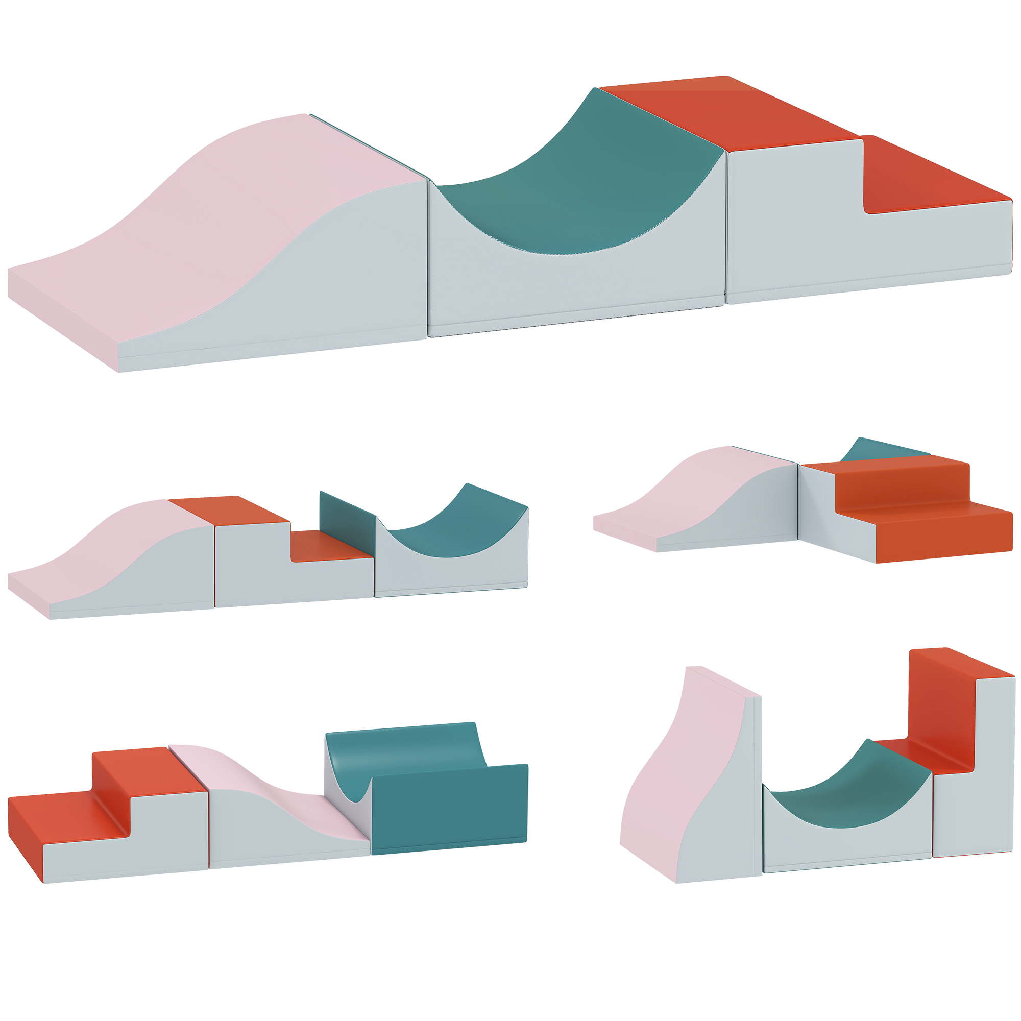 3-teiliges Kletter- und Krabbelset für Kleinkinder, Kunstleder, Schaumstoff, Hellgrau