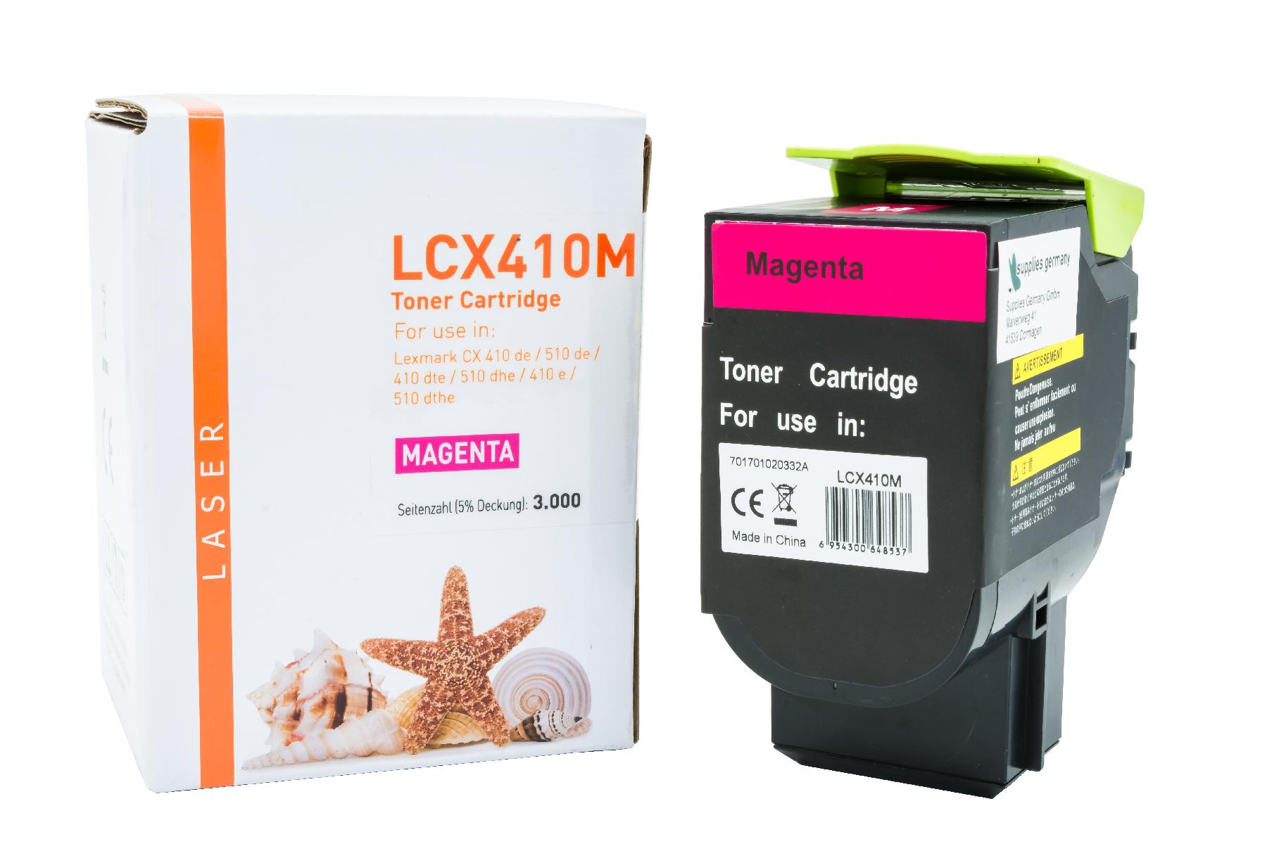 CX410M alternativ Toner magenta für Lexmark / 80C2HM0 / 3.000 Seiten