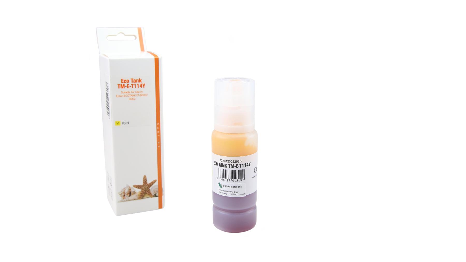 T114Y Eco Tank Nachfüllflasche gelb für Epson / C13T07B440 / 70ml