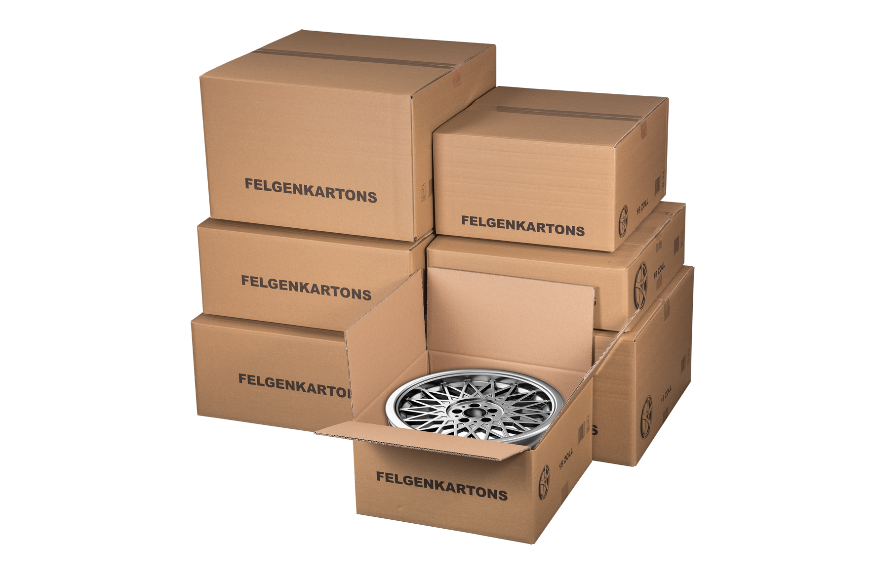 Felgenversandkarton, 660x660x300mm, braun, 2-wellig, VPE4