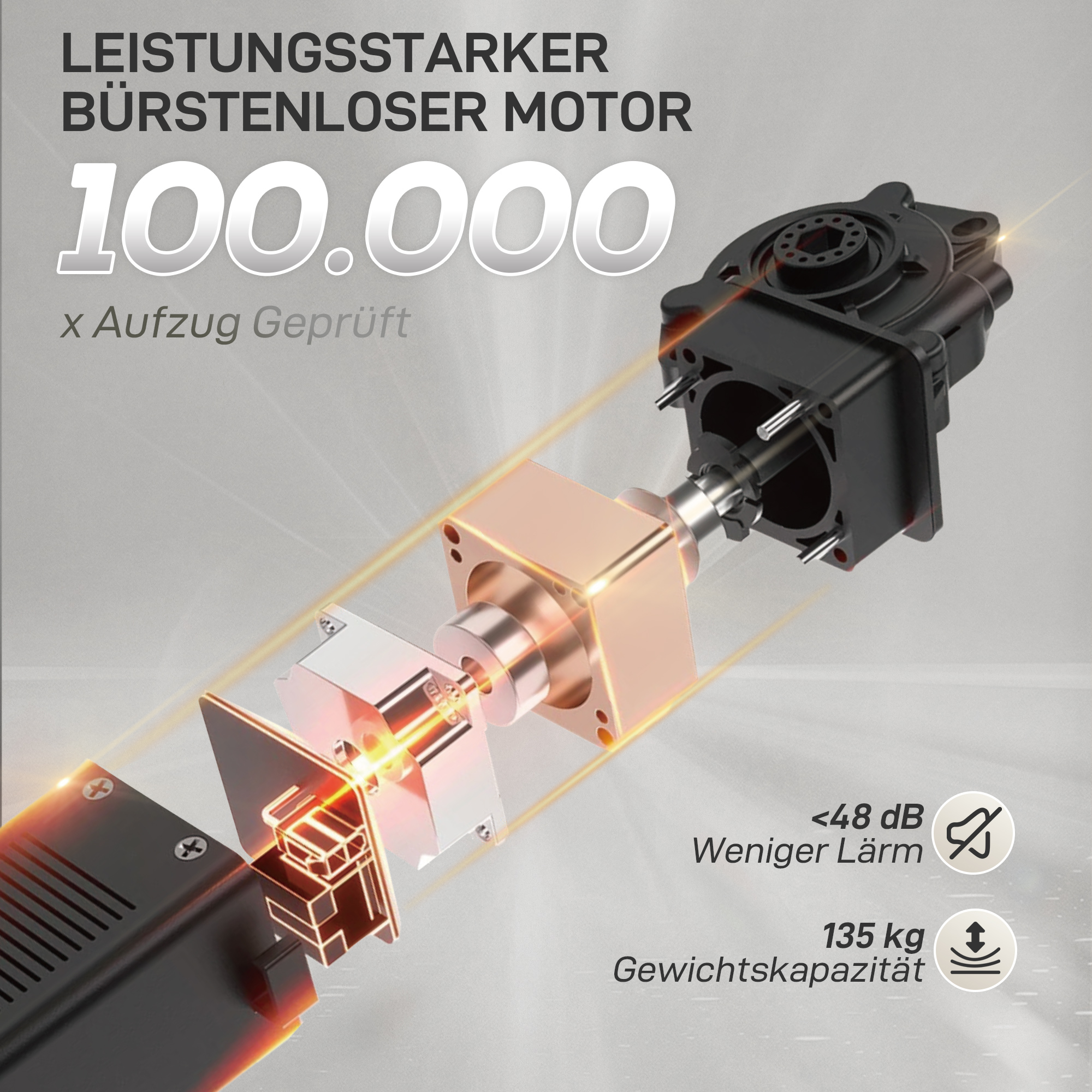 Relaxsessel mit leisem Motor, Polstersessel mit robusten Stoffbezug, Memory-Funktion, anpassbare Fußstütze, Grau