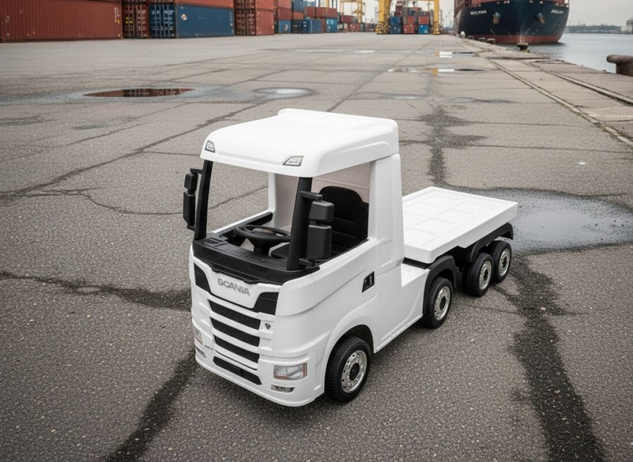 Kinderfahrzeug SCANIA R Series 4 Motoren - mit Hänger - weiß