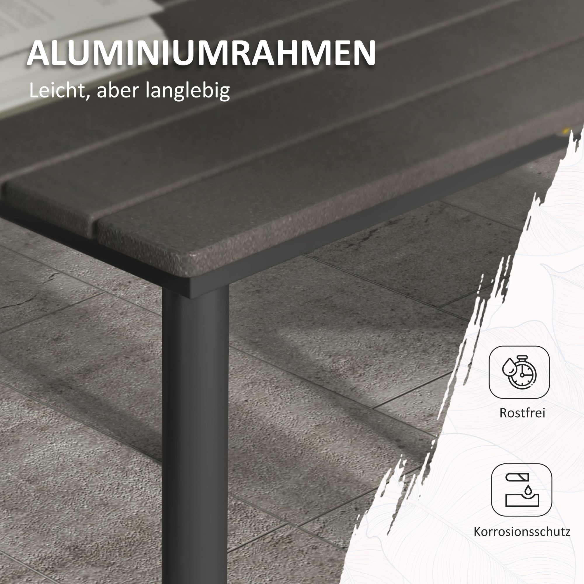 Gartentisch Outdoor-Esstisch Loungetisch, wetterbeständig, modernes Design, 90 x 90 x 75 cm, Dunkelgrau