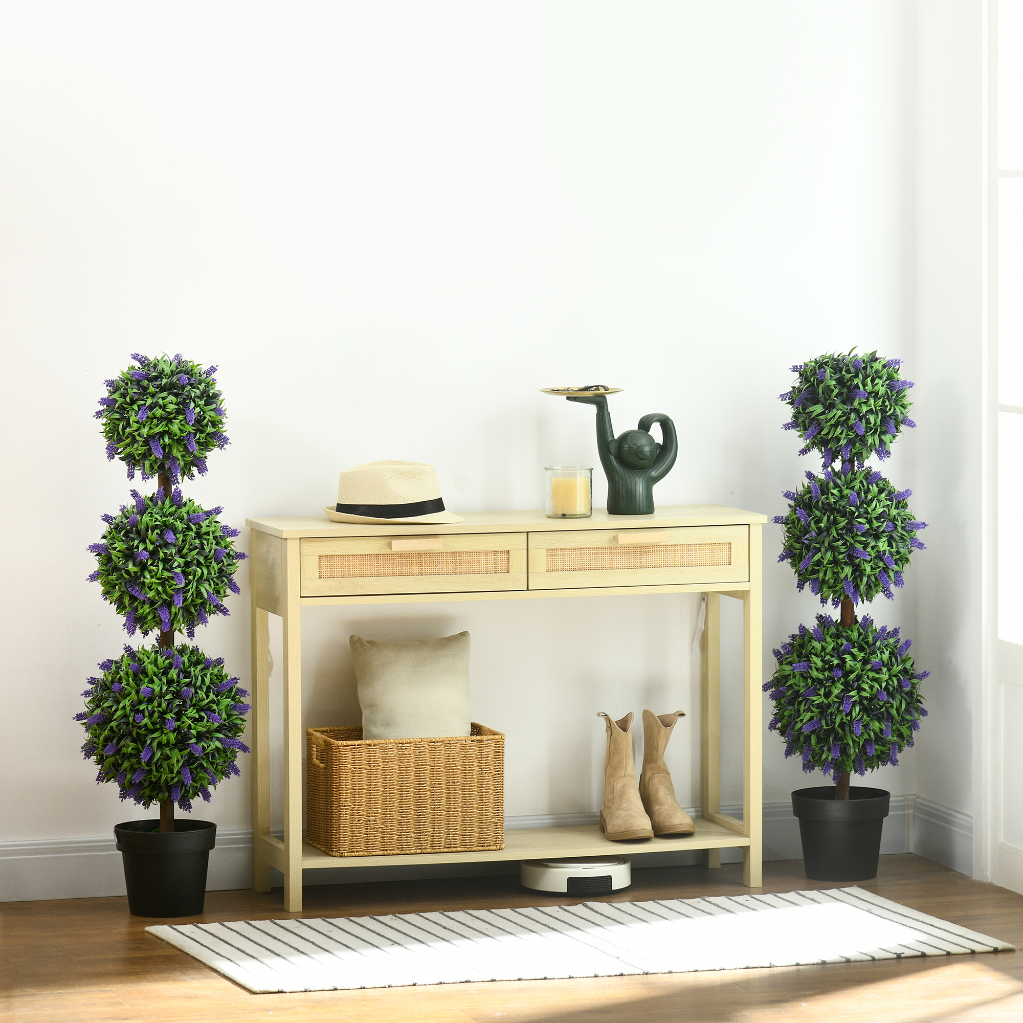 2er-Set Künstliche Pflanzen, UV-beständige Kunstpflanze im Blumentopf, 110 cm Zimmerpflanze für Wohnzimmer, Garten