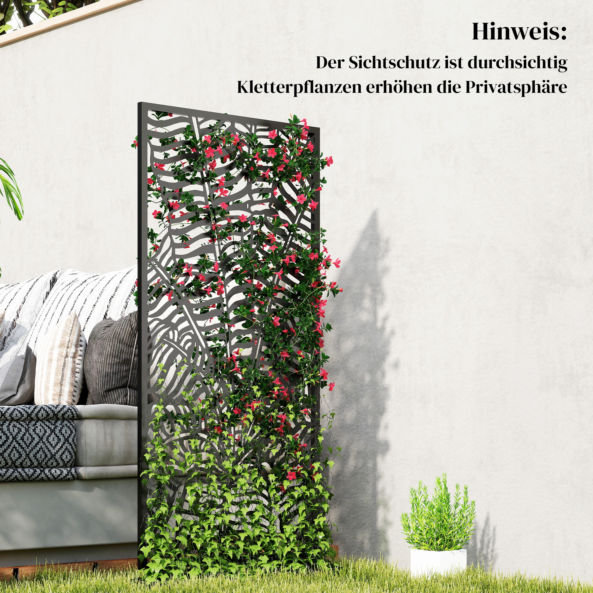 Raumteiler 65 x 130 cm Freistehend Hängend Paravent, Trennwand Sichtschutz aus Metall Schwarz