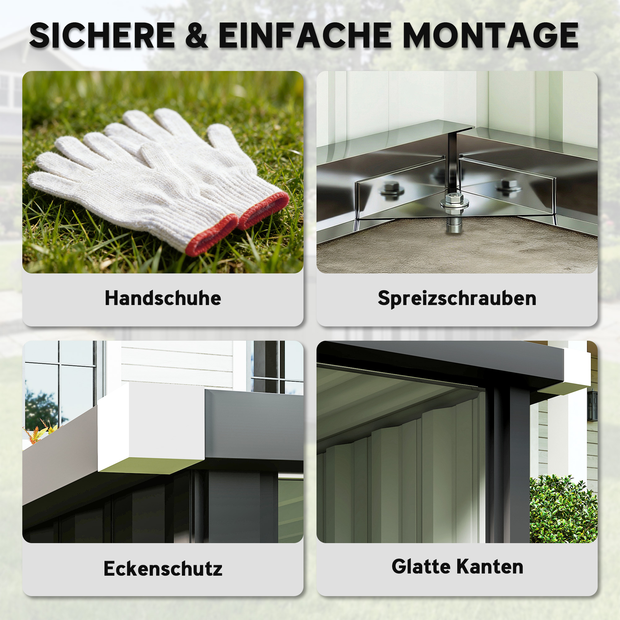 Mähroboter Garage Stahl 108 x 86 x 62,5 cm Rasenroboter Garage mit Pultdach Schutzkante Verzinkte Stahl