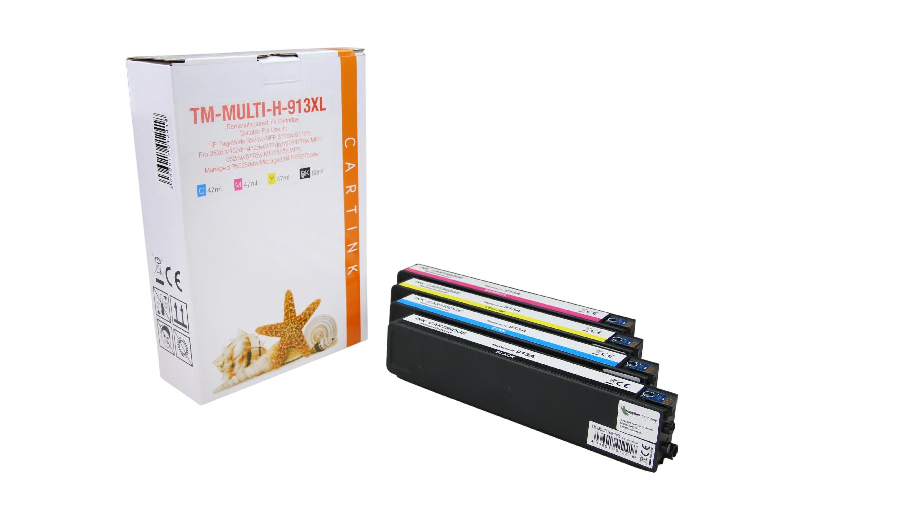 Multipack 913XL alternativ Tinte für HP / L0R95AE /F6T77AE/78/79 / BK80/ C,M,Y47