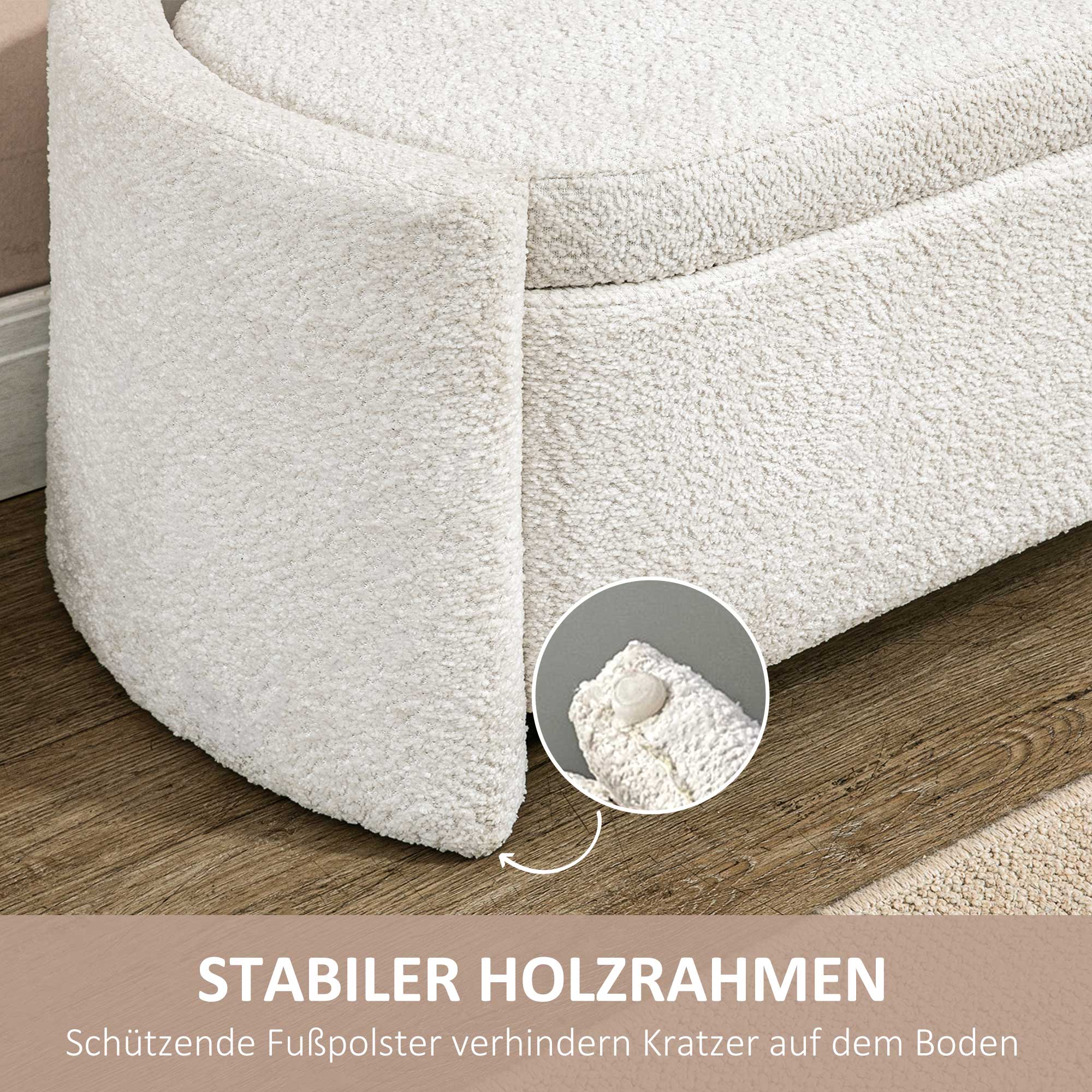 Sitzbank mit Stauraum Flurbank Schuhbank, gepolstert,  105 cm x 44 cm x 45,5 cm, Creme/Beige
