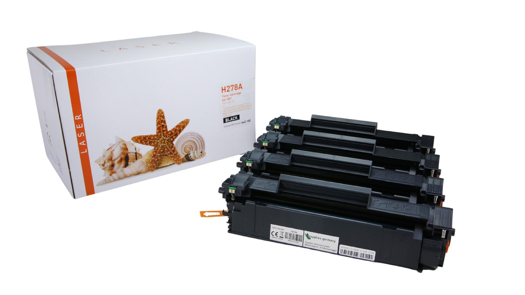 4er Set CE278A alternativ Toner black für HP / CE278A / 4x2.100 Seiten