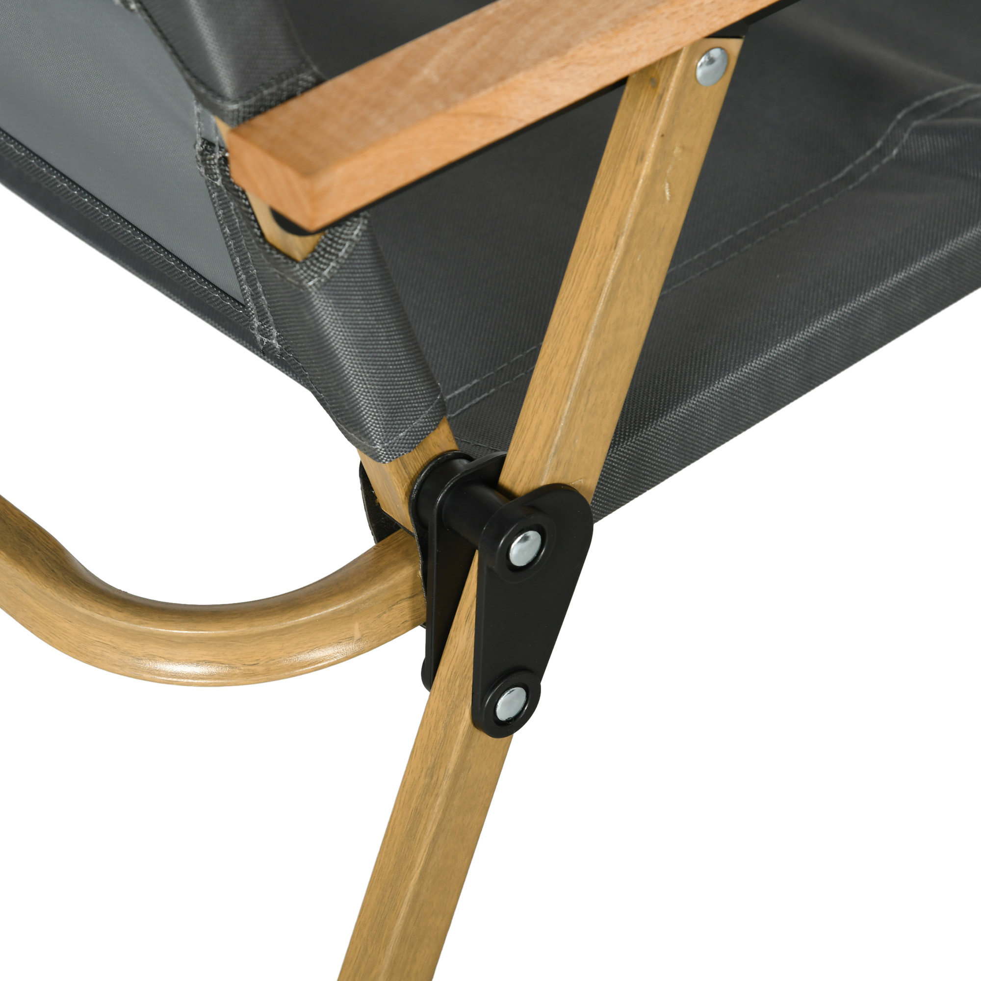 Campingstühle, 2 x Strandstuhl, faltbar, Stahl, Holzoptik, Dunkelgrau