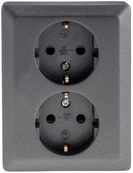 MILOS Schutzkontakt-Steckdose 2-fach, 250V~/ 16A, 1x UP, anthrazit