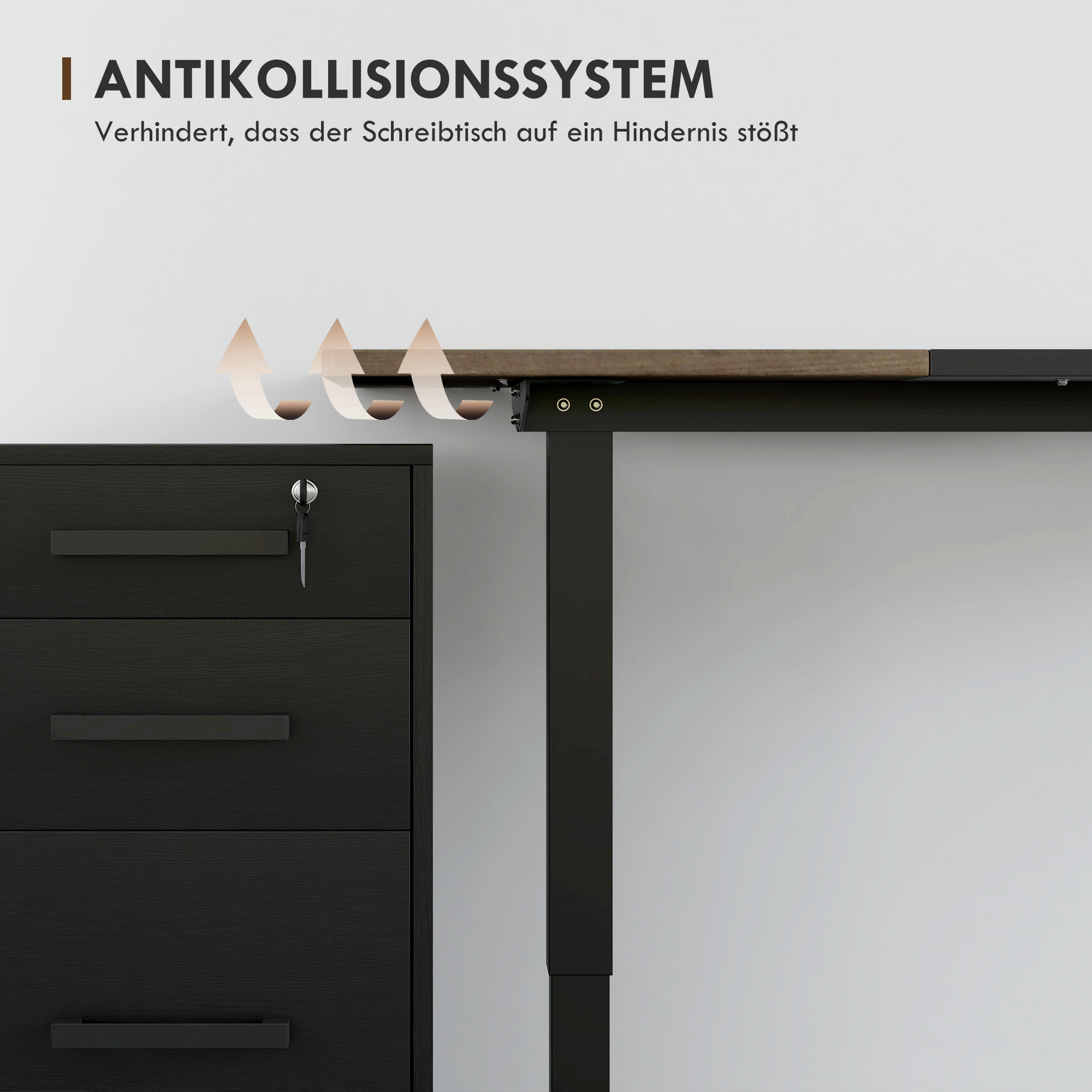 Höhenverstellbarer Schreibtisch Elektrisch 140 x 70 cm Computertisch mit 4 Memory-Steuerung, 4 tlg, Tischplatte, Steh-Sitz Tisch mit Anti-Kollision, Überhitzungsschutz Schwarz