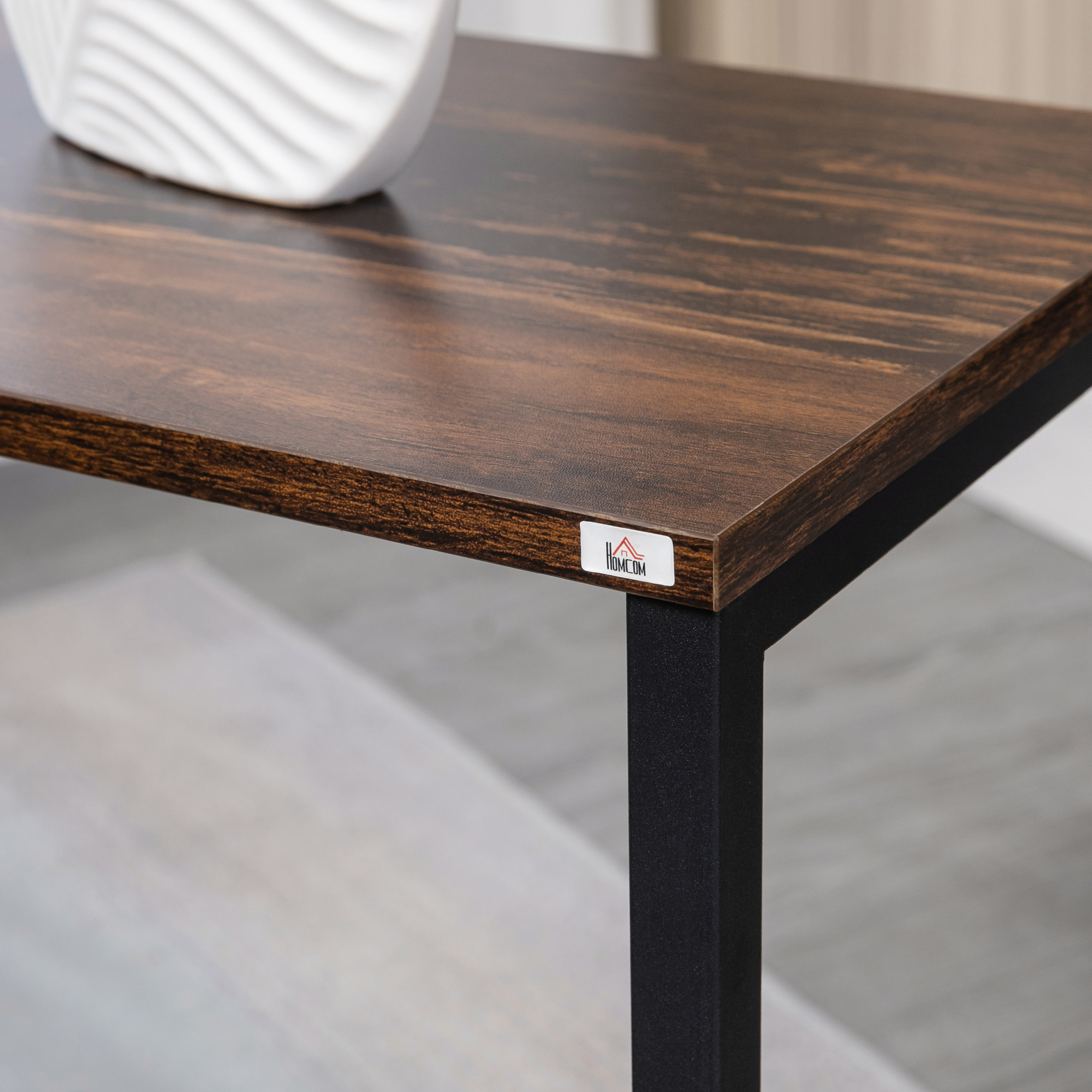 Satztisch, Beistelltisch, 3er-Set, Industrial Design, Stahlrahmen, braun+schwarz, 45 x 30 x 60cm